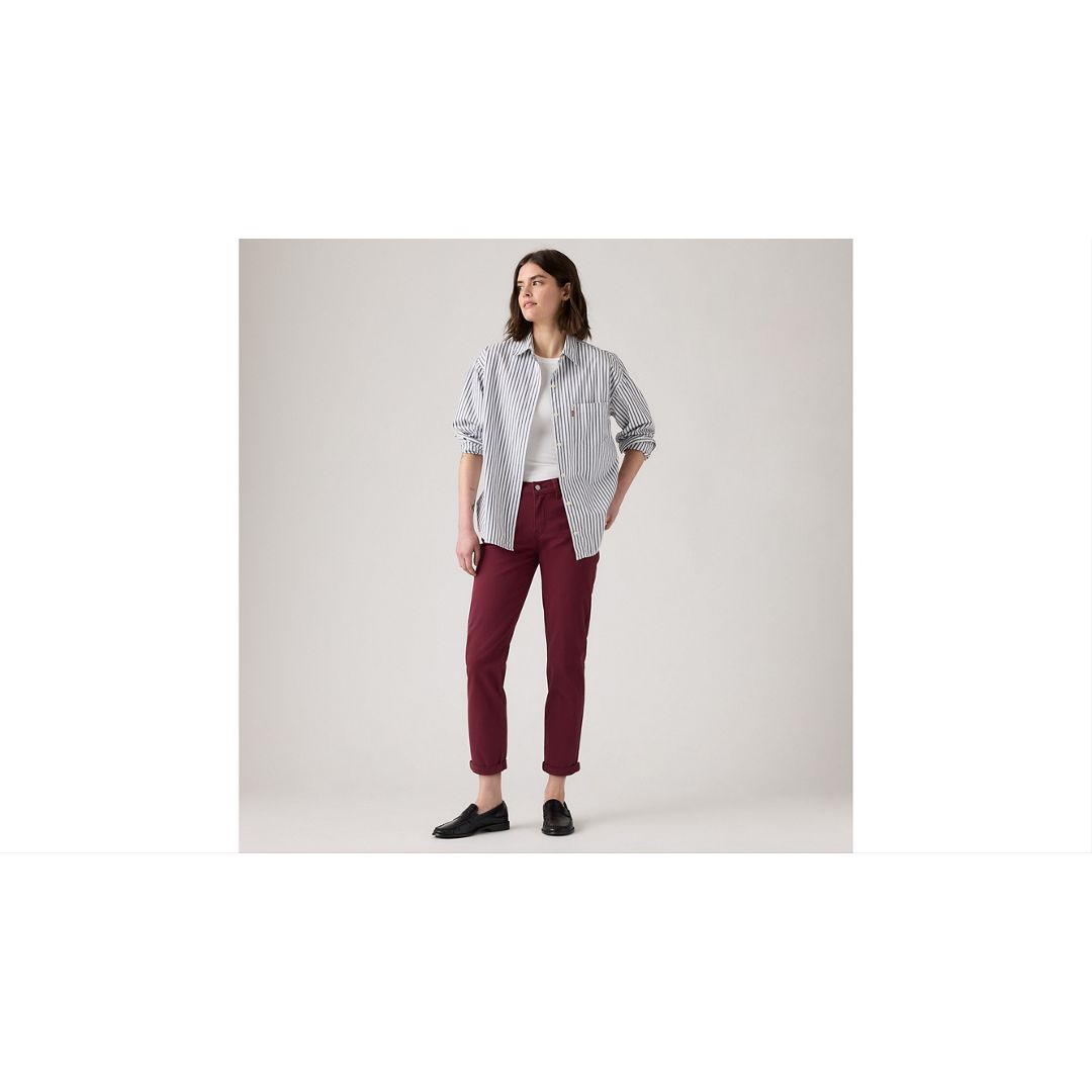 Levi's Mid-rise Boyfriend Women's Pants 34x30 In Burgundy