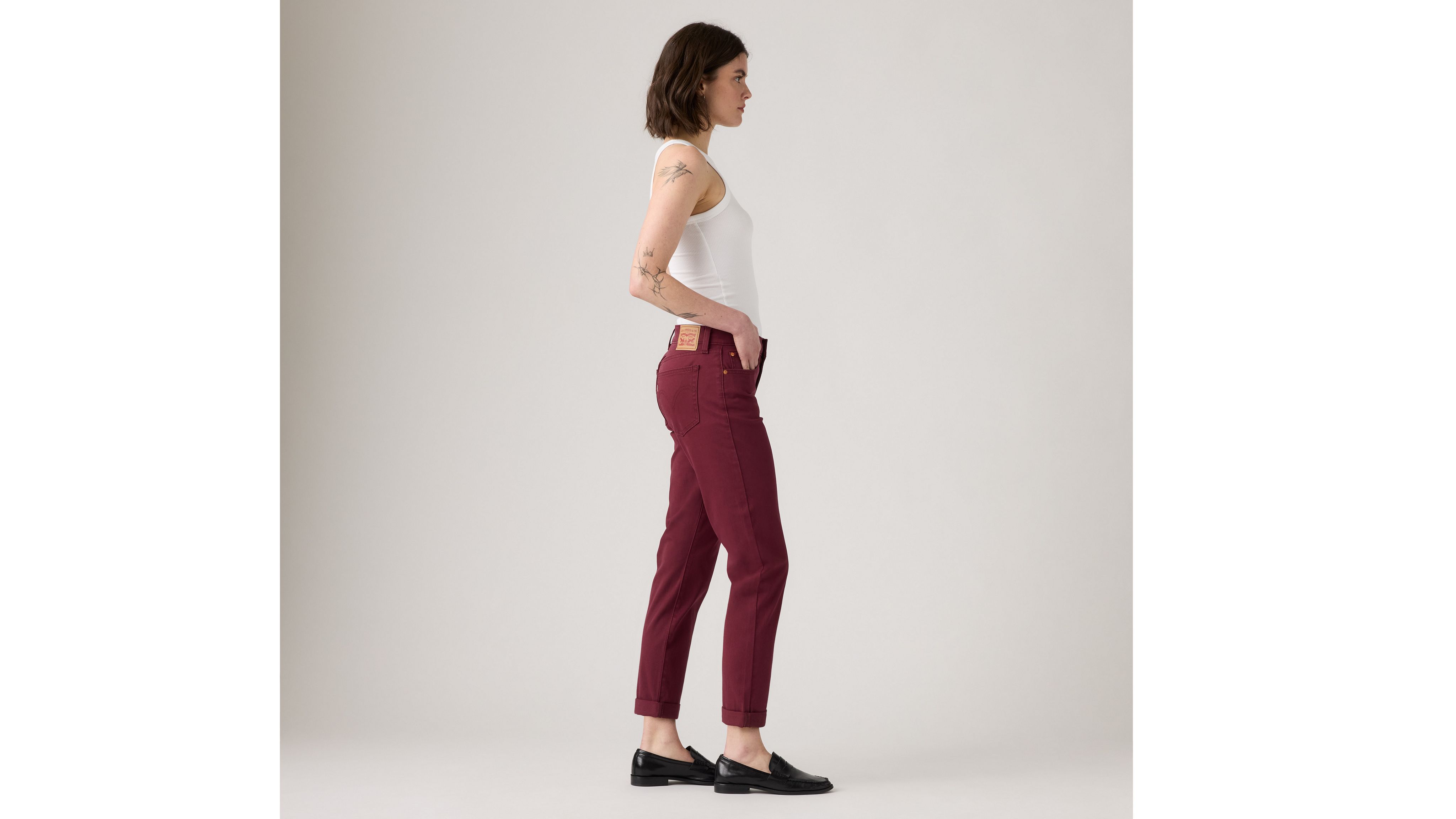 Levi's Mid-rise Boyfriend Women's Pants 34x30 In Burgundy