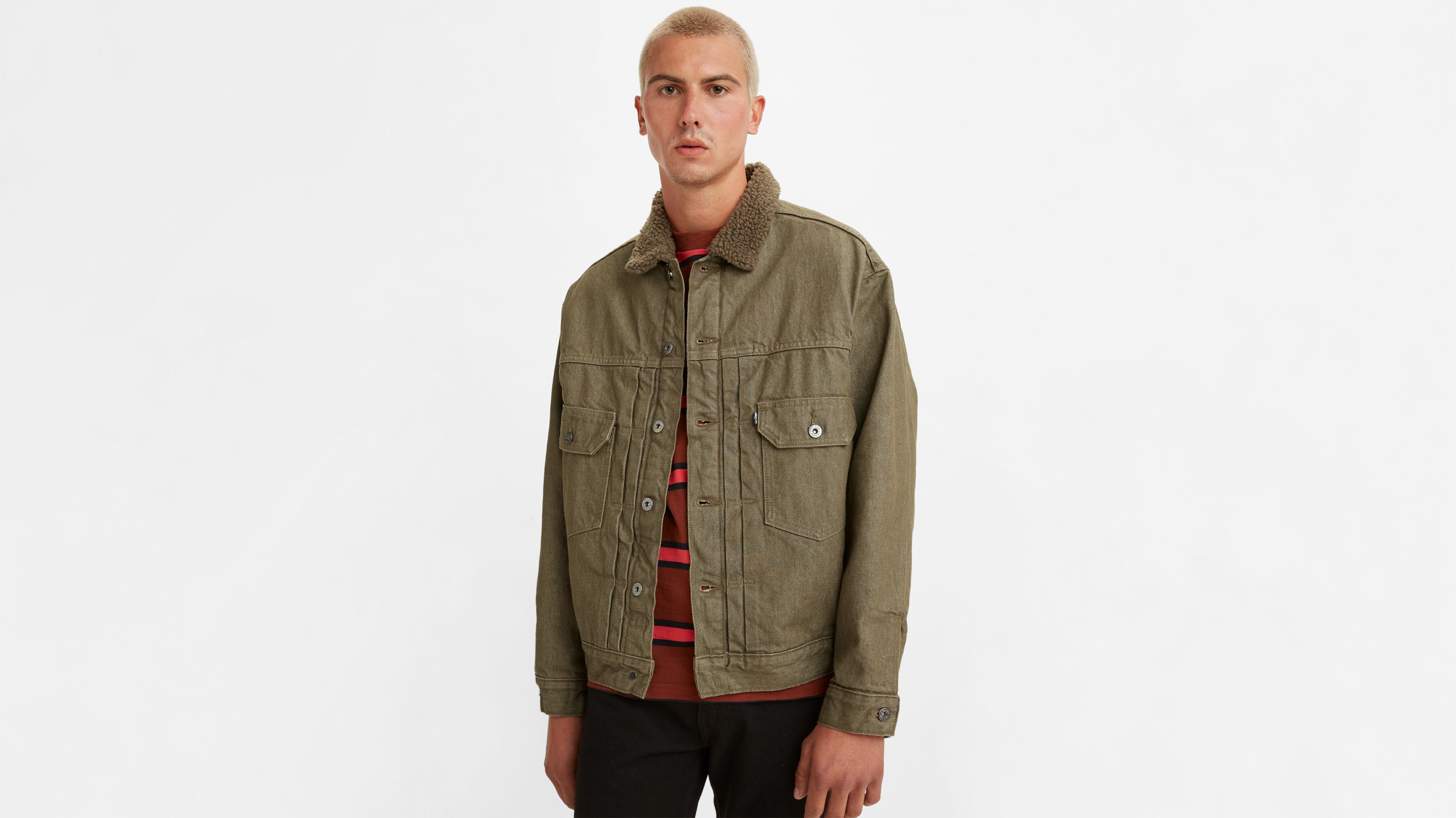 Oversized Type Ii Plaid Sherpa Trucker Jacket - Green | Levi