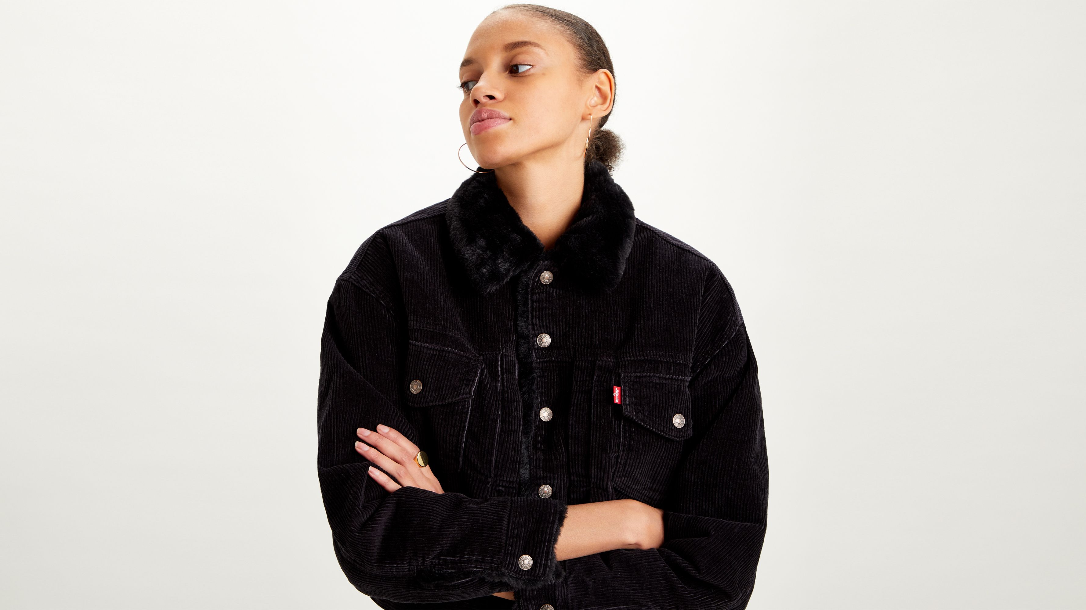 Heritage Corduroy Sherpa Trucker Jacket - Black | Levi's® US