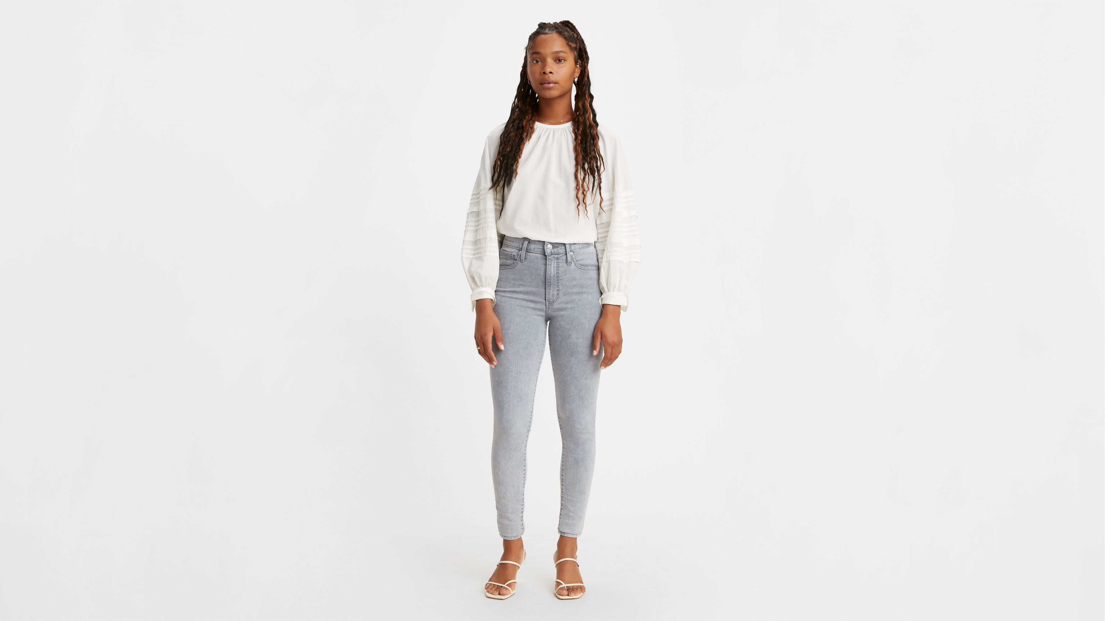 pale grey skinny jeans