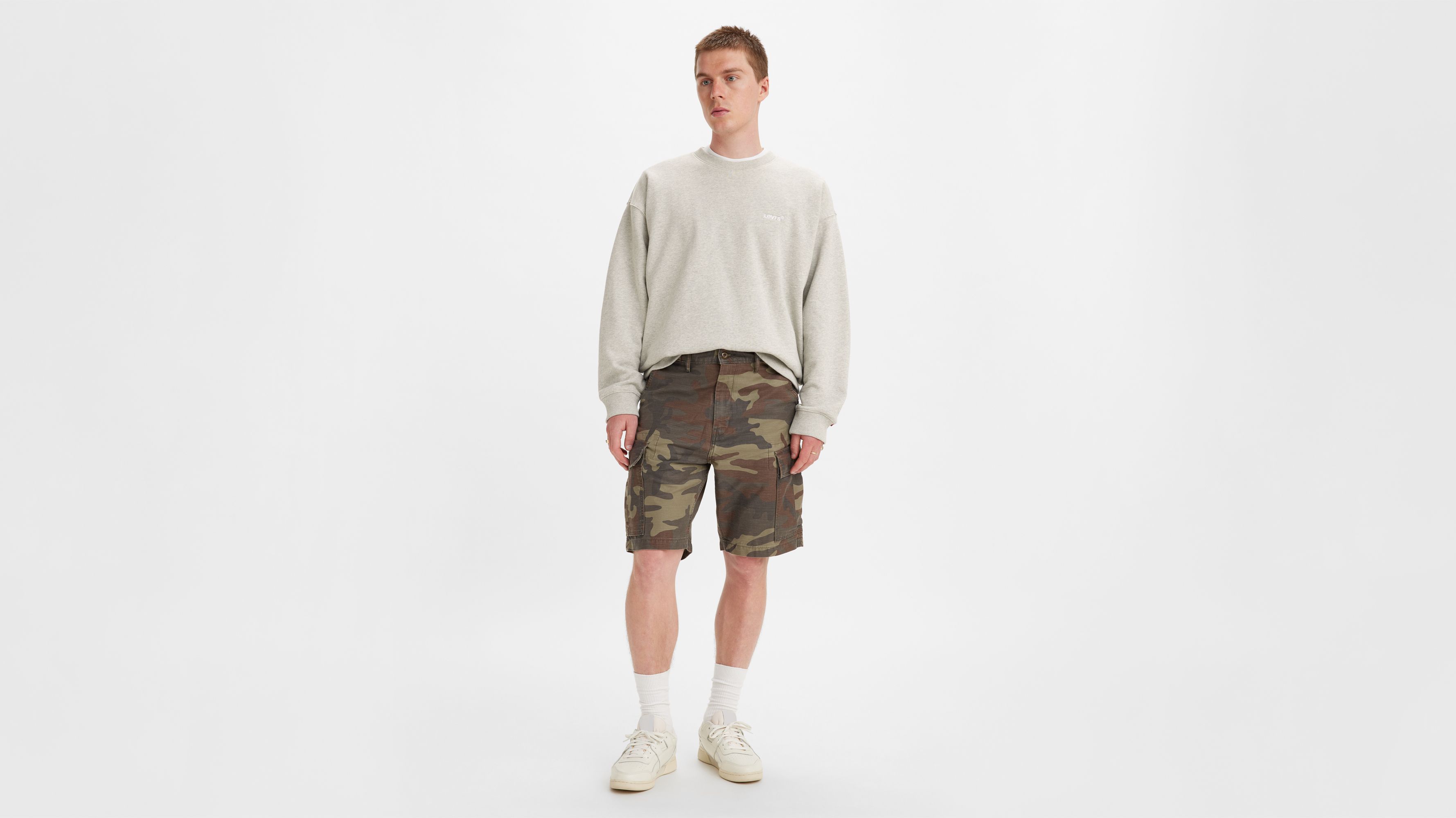 Mens grey hot sale camo shorts