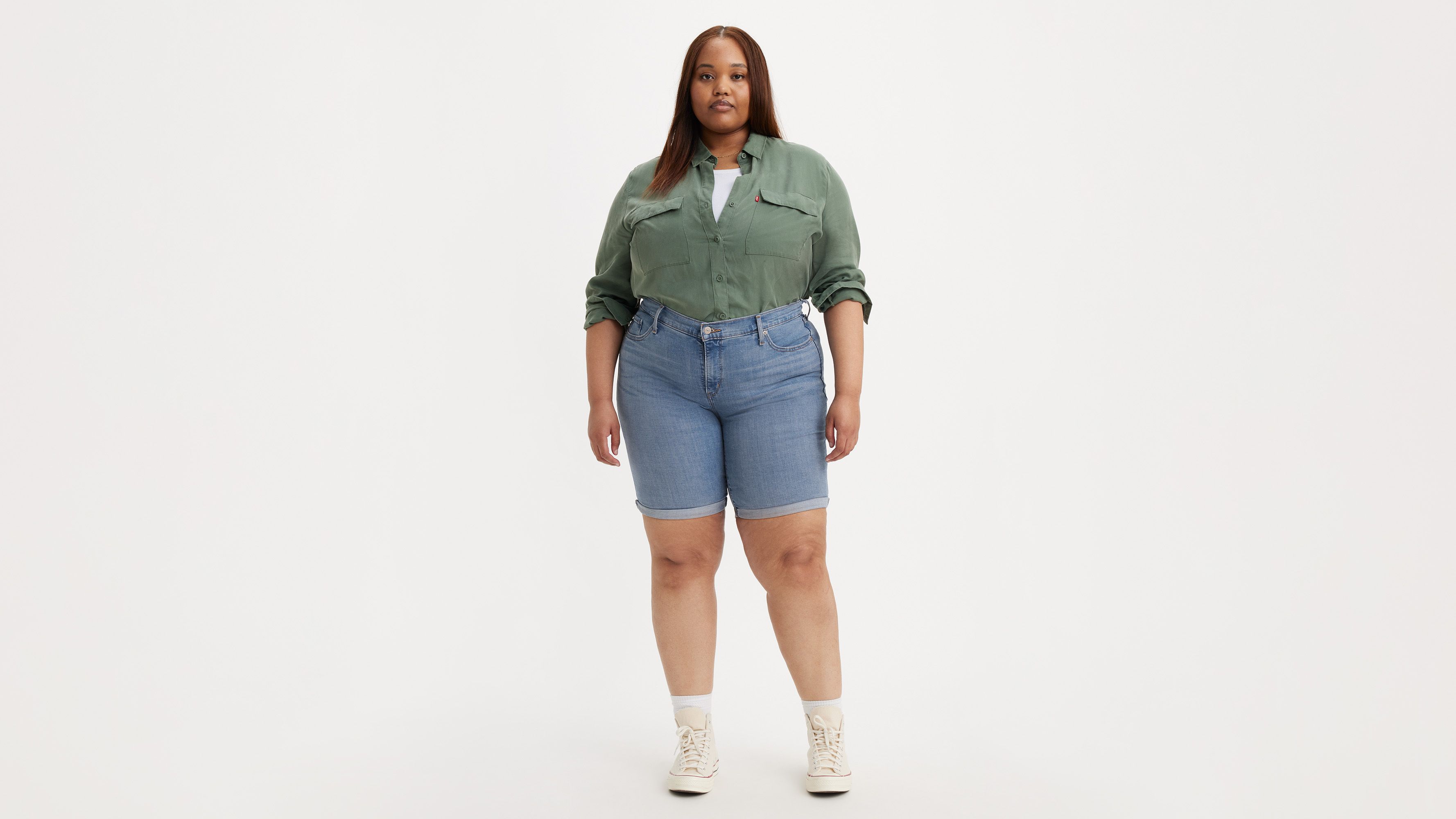 Levi's® Plus Size Classic Shaping Rolled Cuff Bermuda Shorts