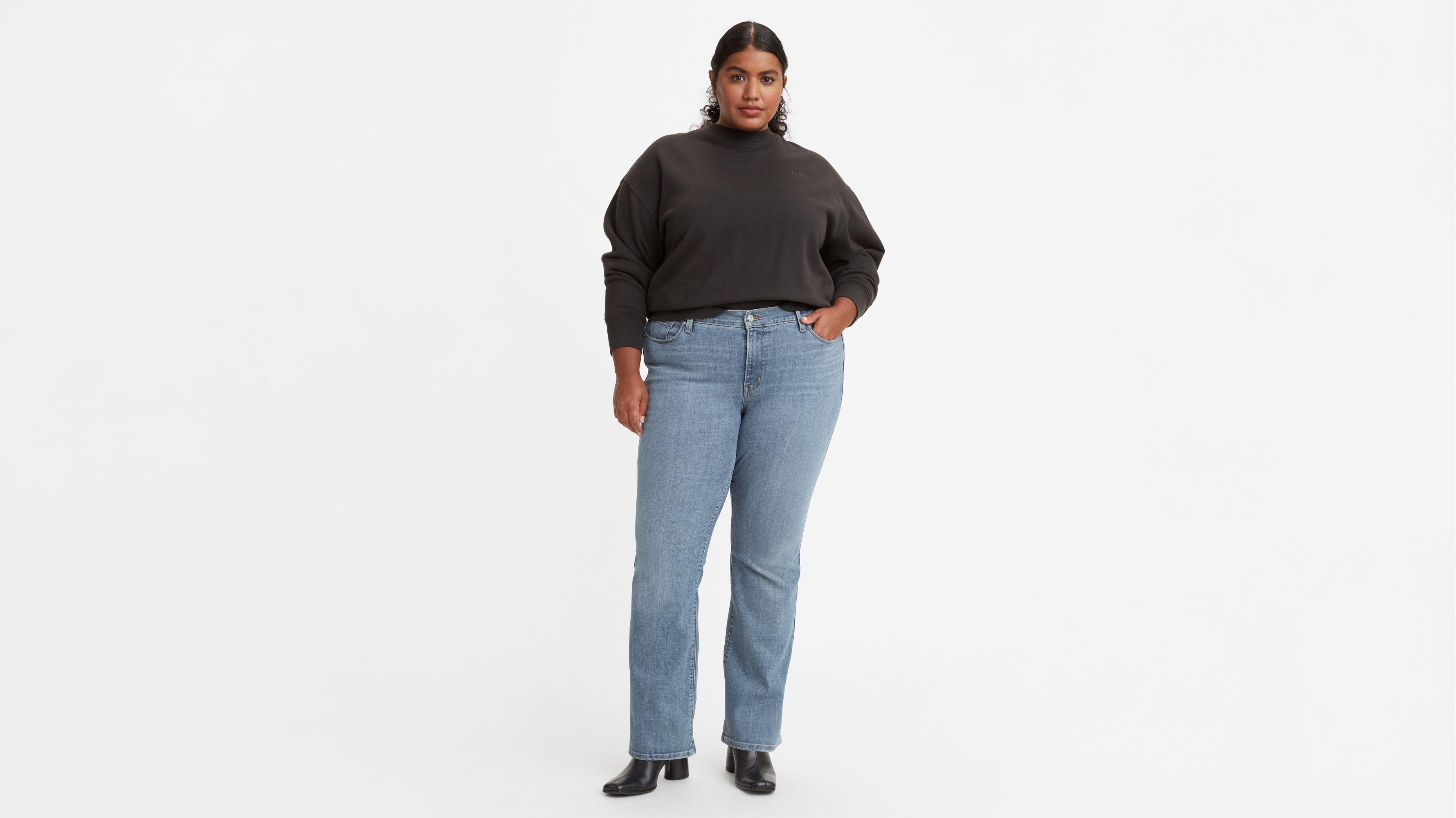 June + Vie By Roaman's Women's Plus Size Curvie Fit Bootcut Jeans