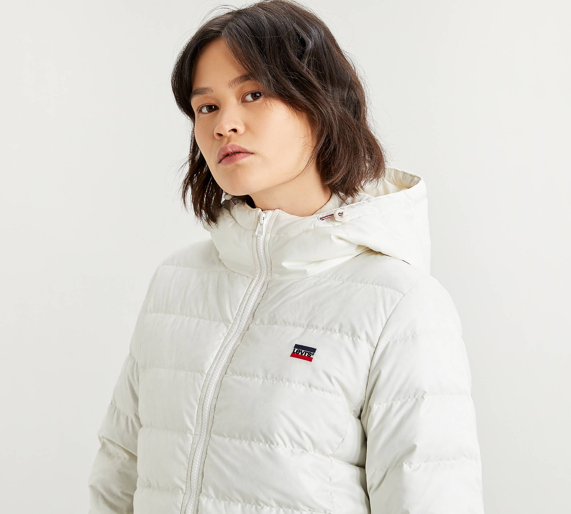 Down Mid Length Puffer Jacket - White | Levi's® US