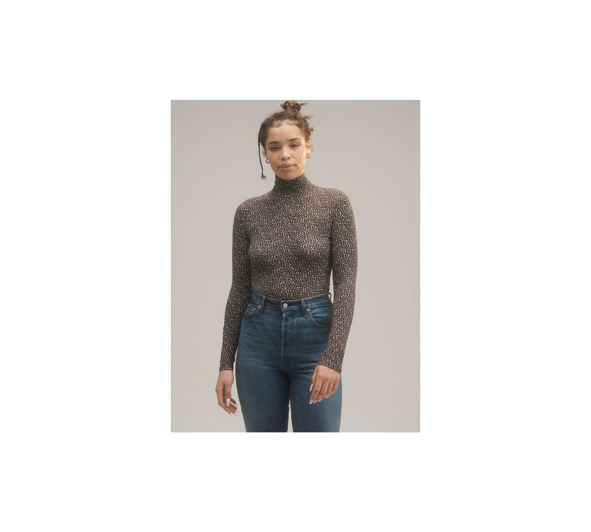 Turtleneck Sweater Bodysuit, Pewter - Short Sleeve & Sleeveless - Tops -  The Blue Door Boutique