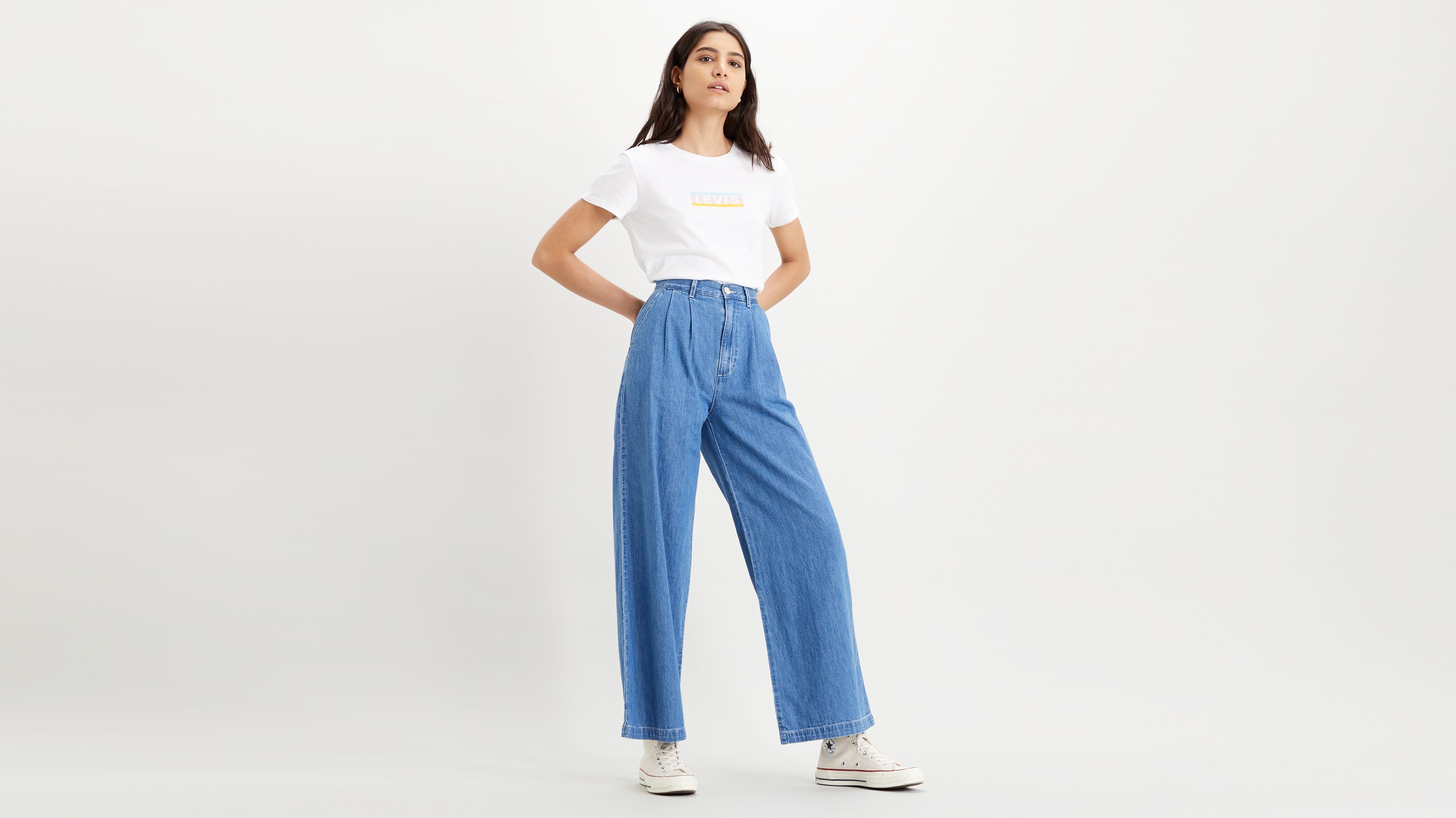 Pleated Wide Leg Trouser - Medium Wash | Levi's® US