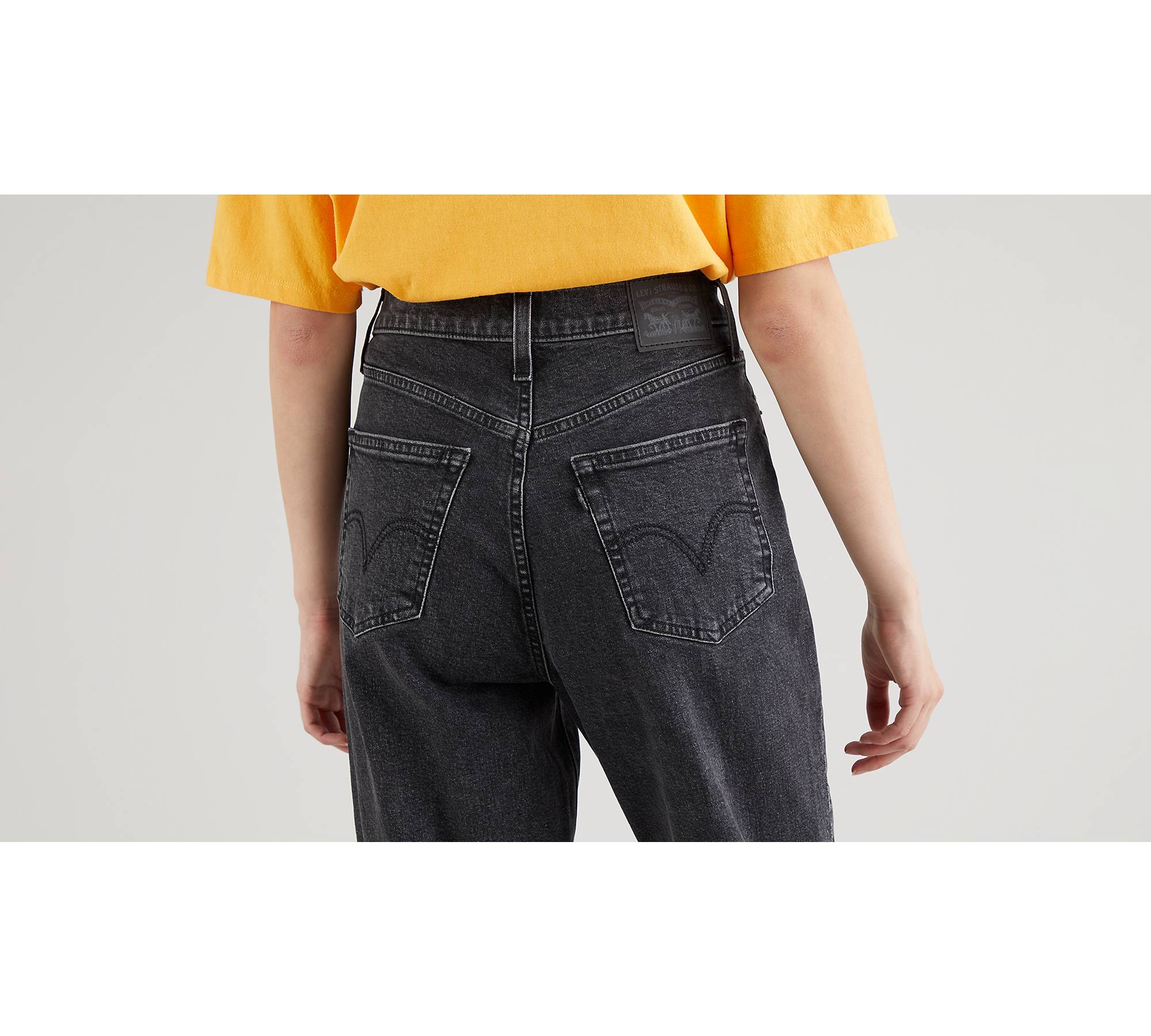 High Waisted Taper Jeans - Black
