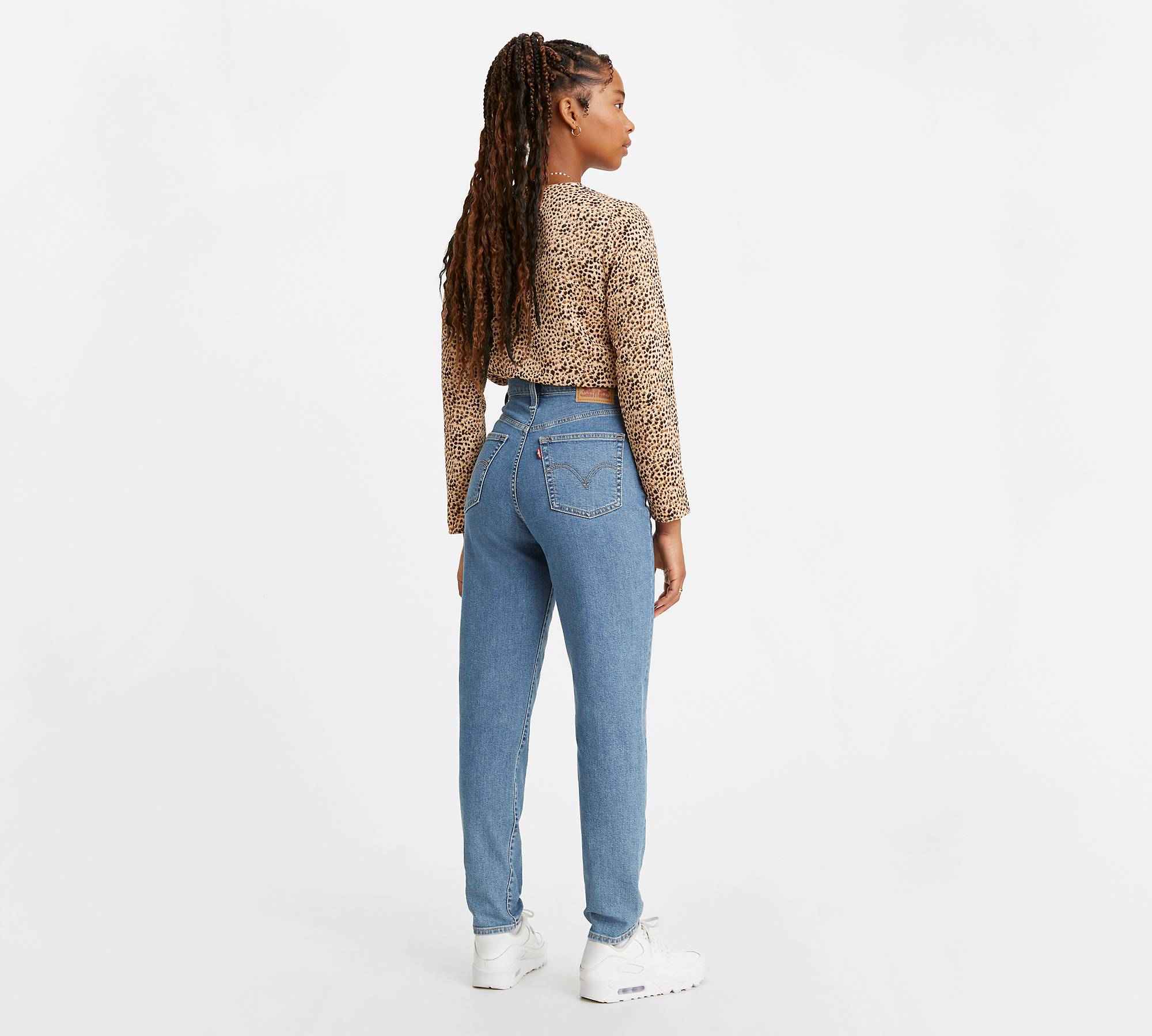 high waisted tapered leg mom jeans