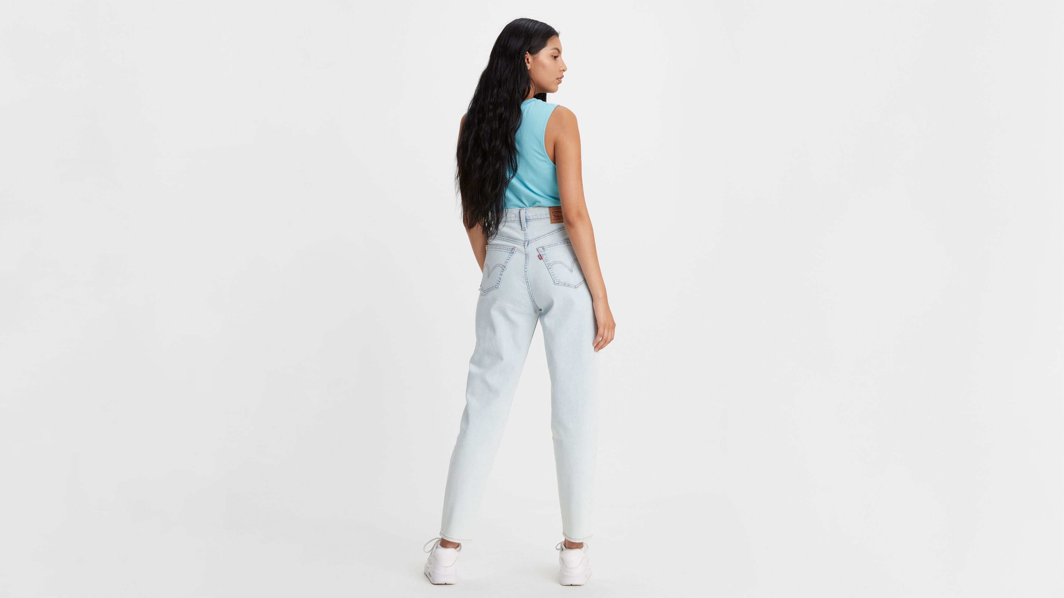 high waisted light wash levis