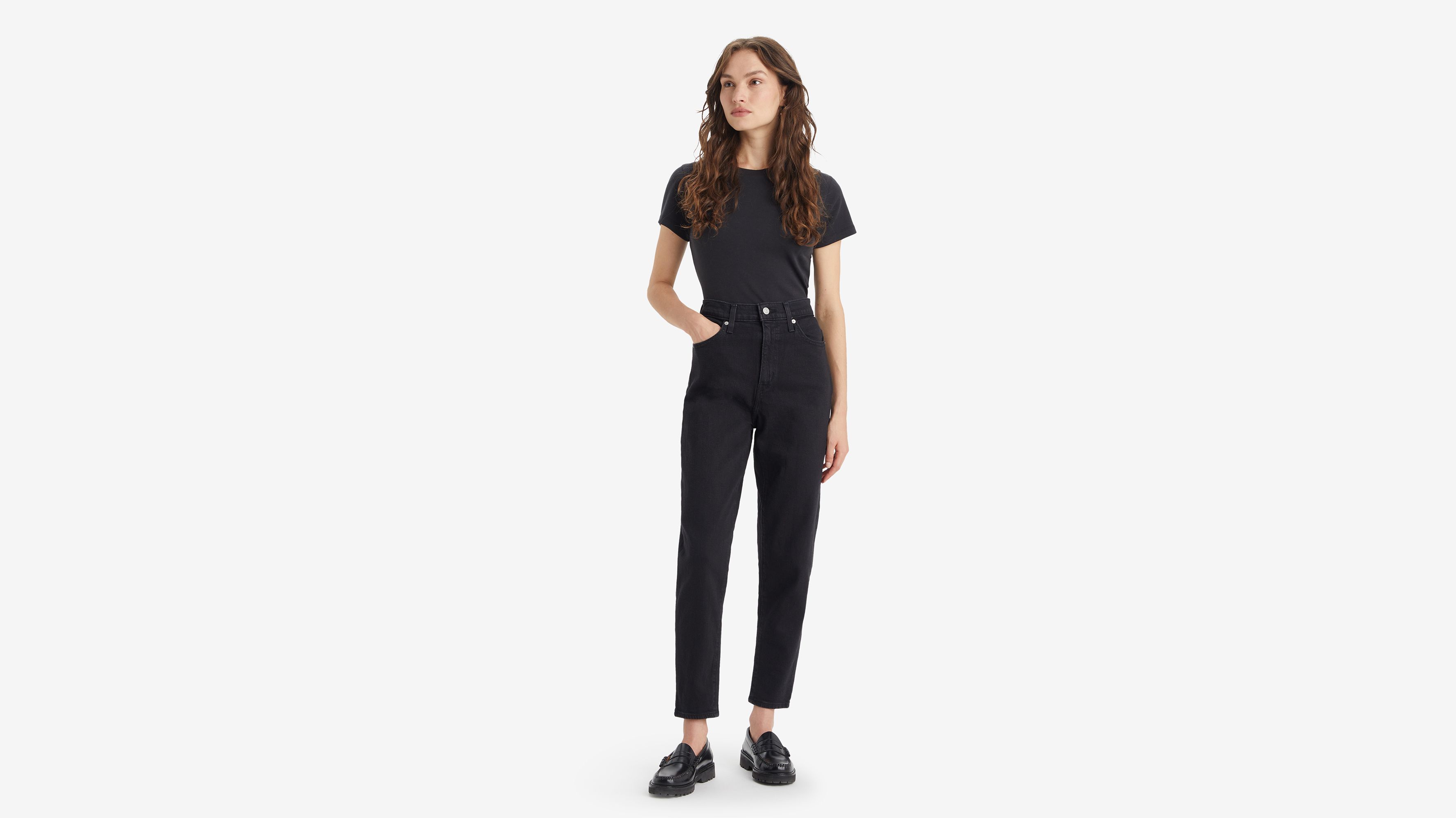 Levi's® HIGH WAISTED MOM - Jeans Tapered Fit - black denim 