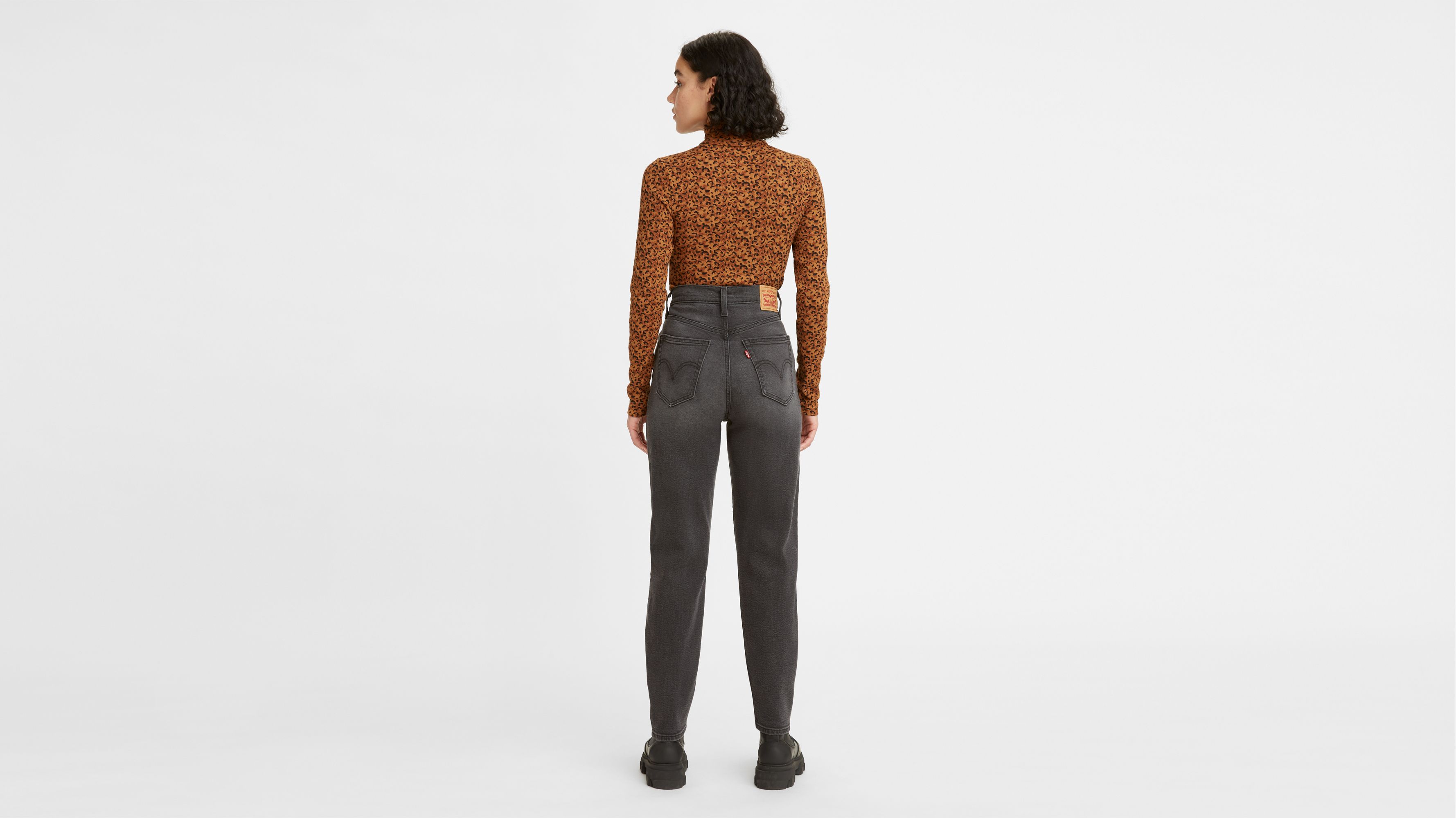 High Waisted Mom Jeans - Black