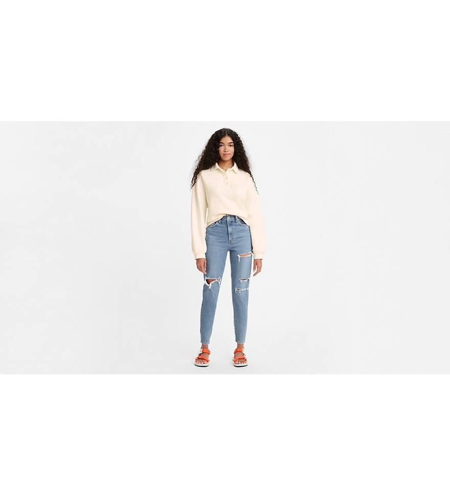 Buy Levis Women Blue Mom Jean Fit High Rise Clean Look Stretchable Cropped  Jeans - Jeans for Women 6799270