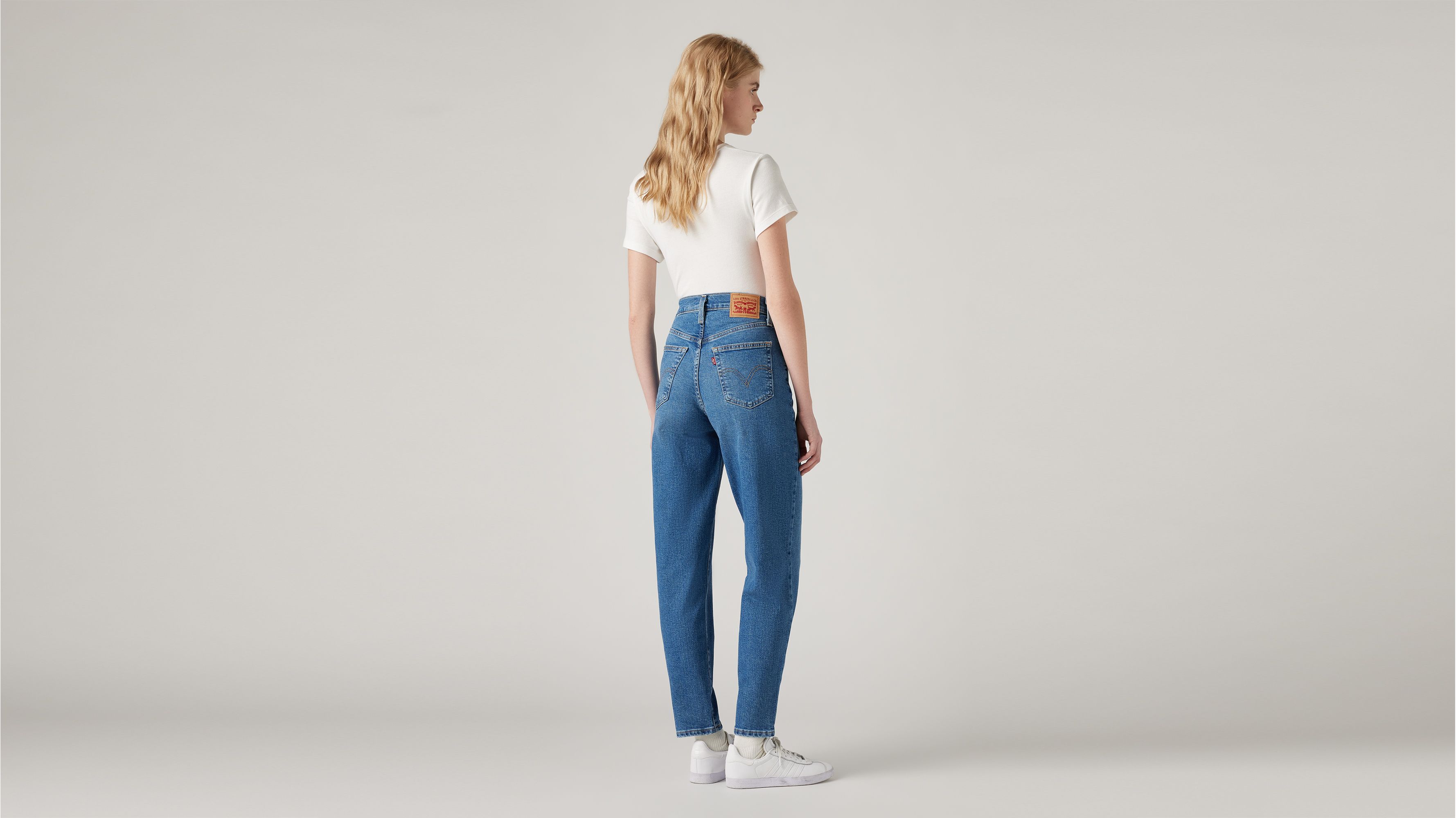 Levi Women's High Rise Mom Jeans - Fun Mom (Mid Wash Deconstructed)