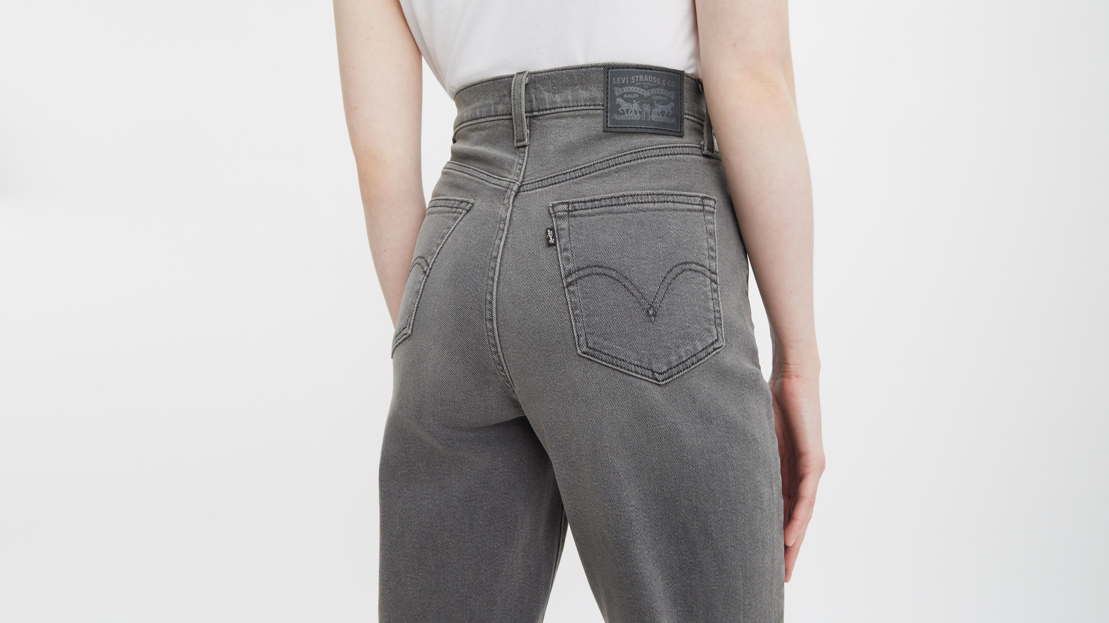 Jeans Mom De Talle Alto - Gris