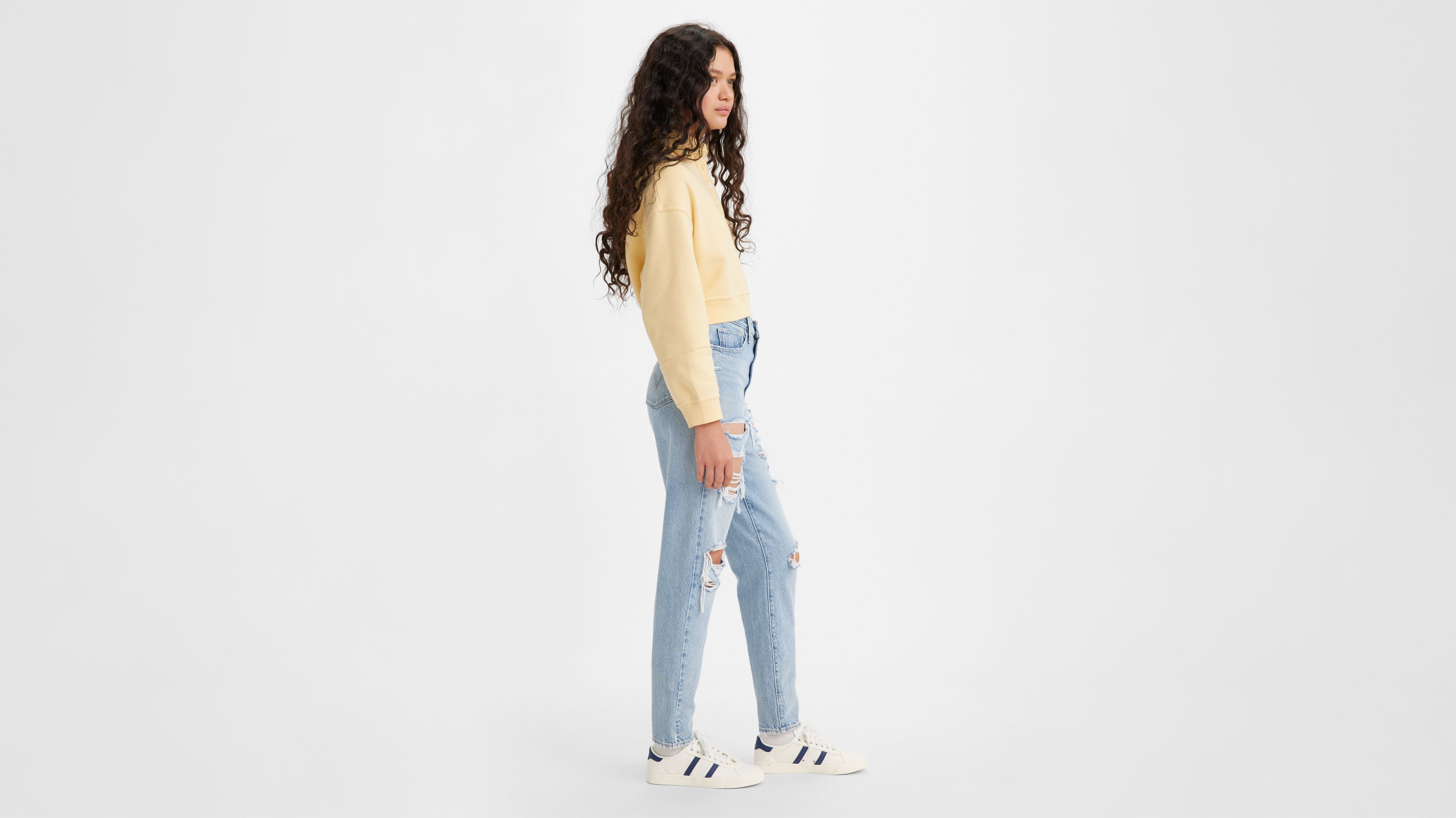 High-waisted Mom Jeans - Blue