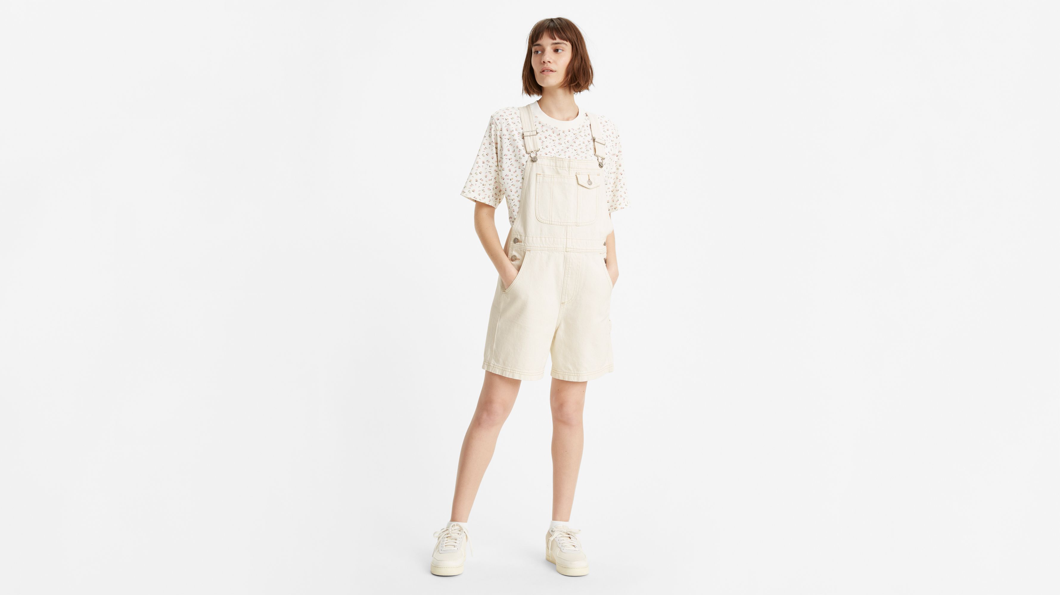 levi's vintage shortalls white