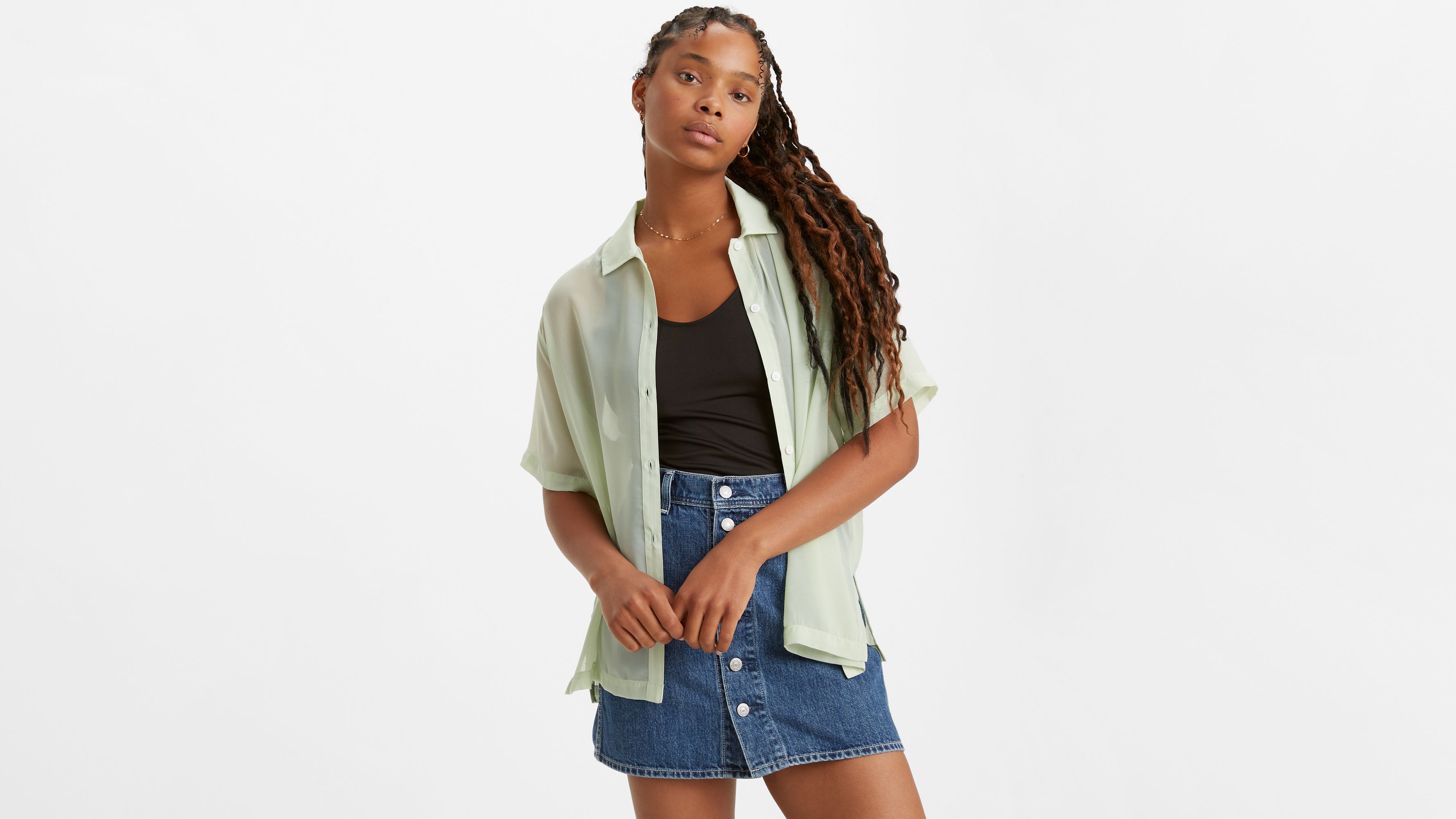 Button Front Denim Skirt 3