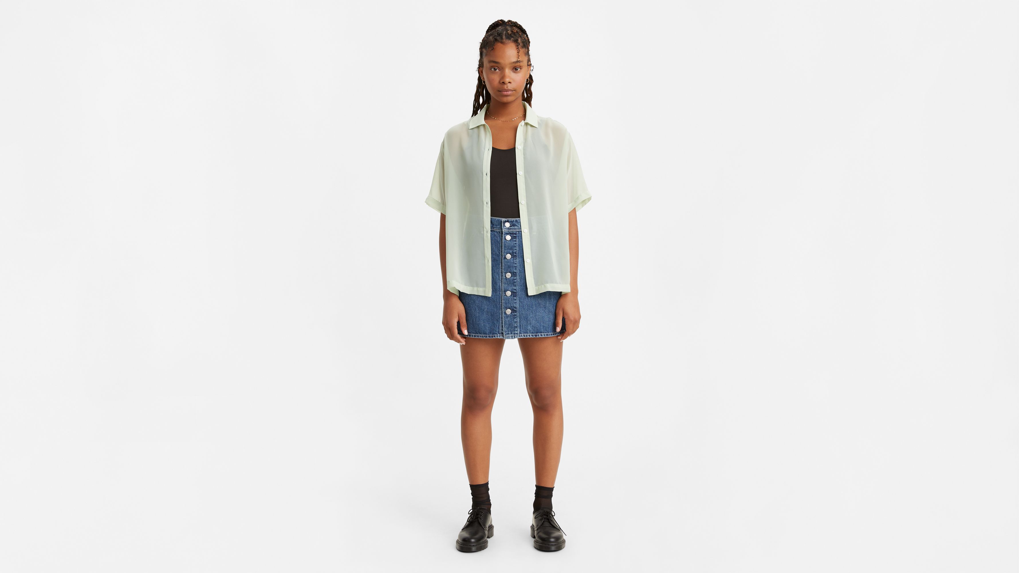 Levi's button thru mom skirt best sale