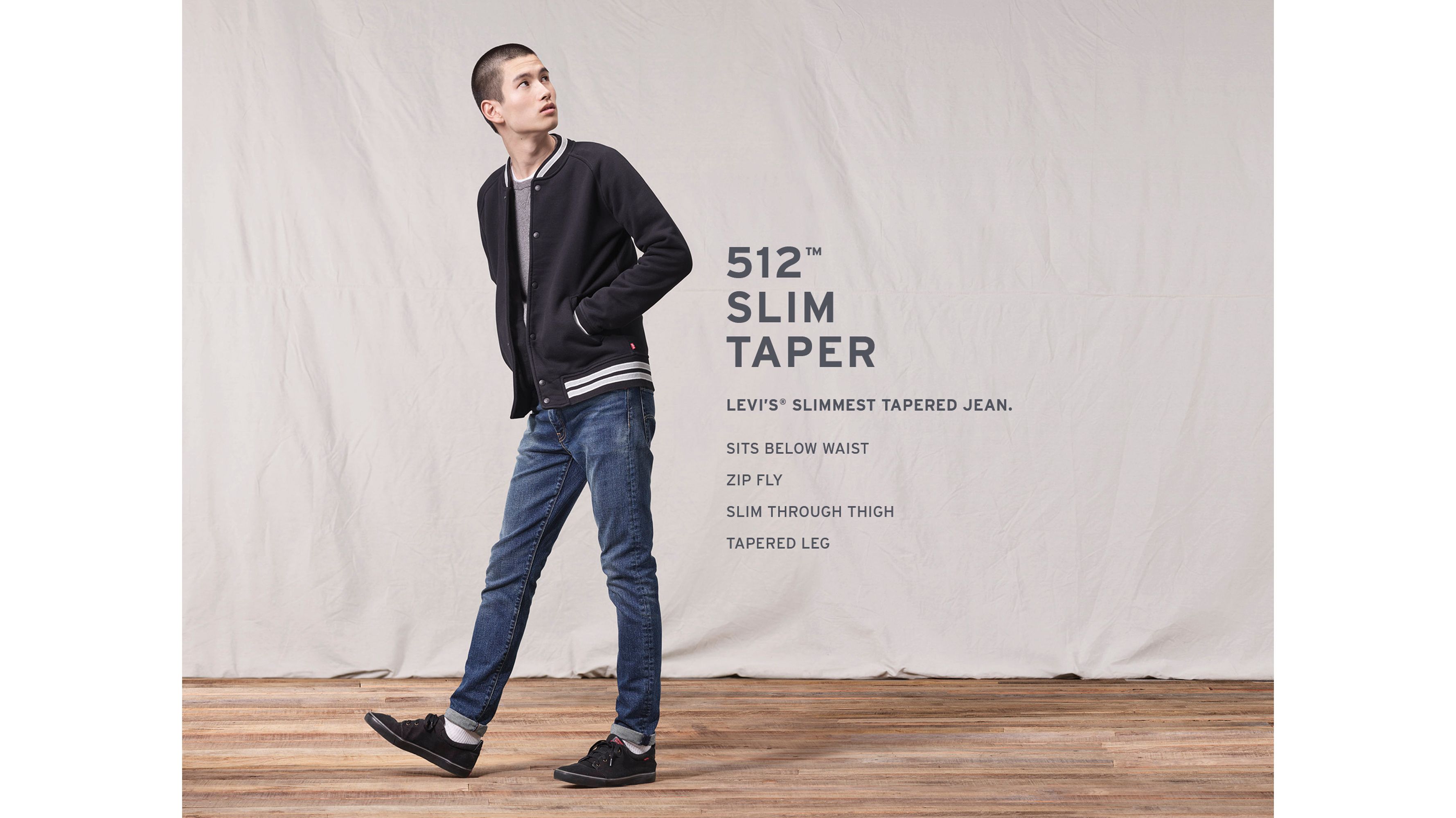 512 slim taper fit jeans headed east