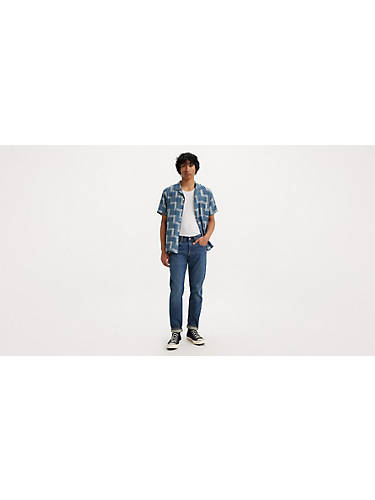 리바이스 Levi 501 Slim Taper Fit Selvedge Mens Jeans,Blast of Blue Selvedge - Dark Wash - Non-Stretch