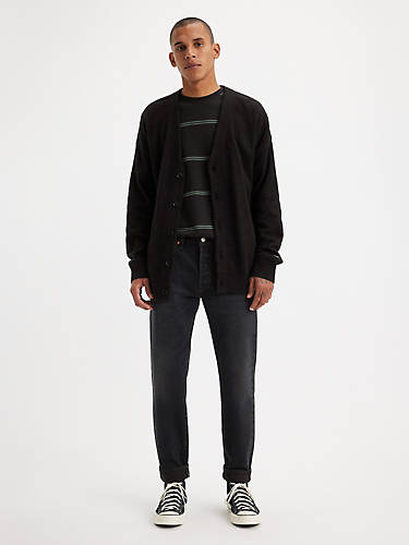 리바이스 Levi 501 Slim Taper Fit Selvedge Mens Jeans,Let It Pass Over Dye Selvedge - Black - Non-Stretc