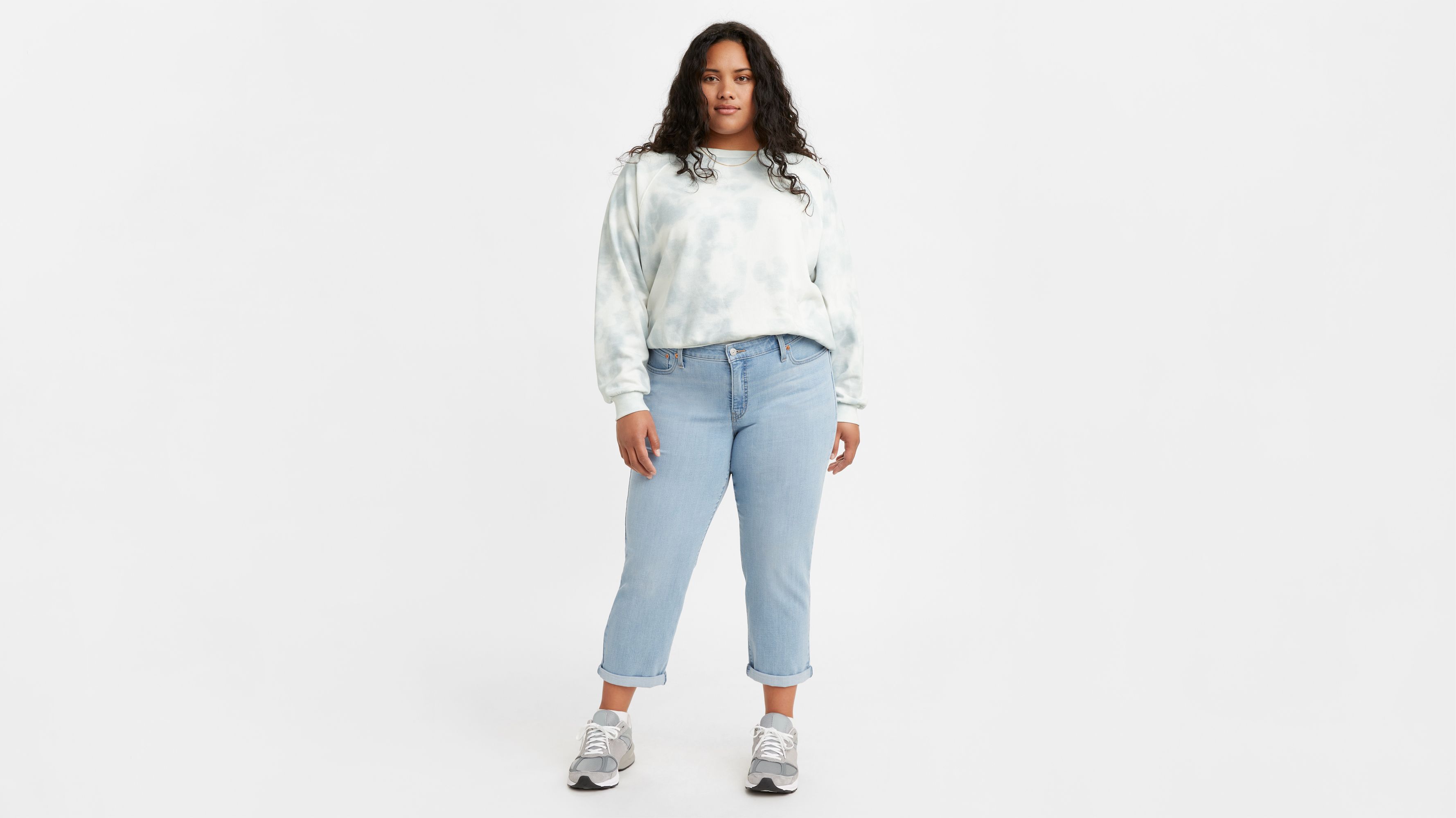 Boyfriend Mid Rise Women's Jeans (Plus Size)