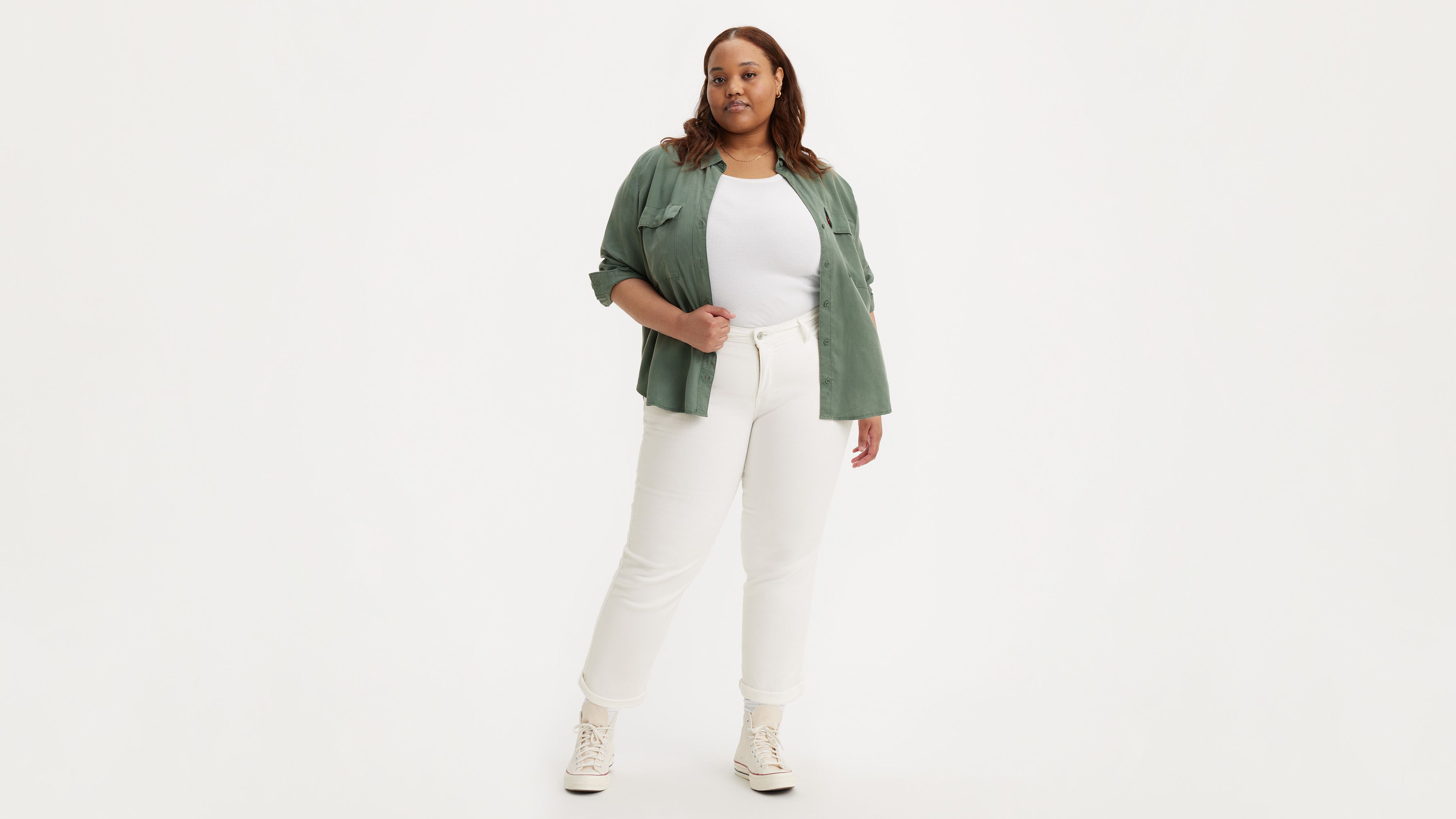 Boyfriend Mid Rise Women's Jeans (Plus Size)