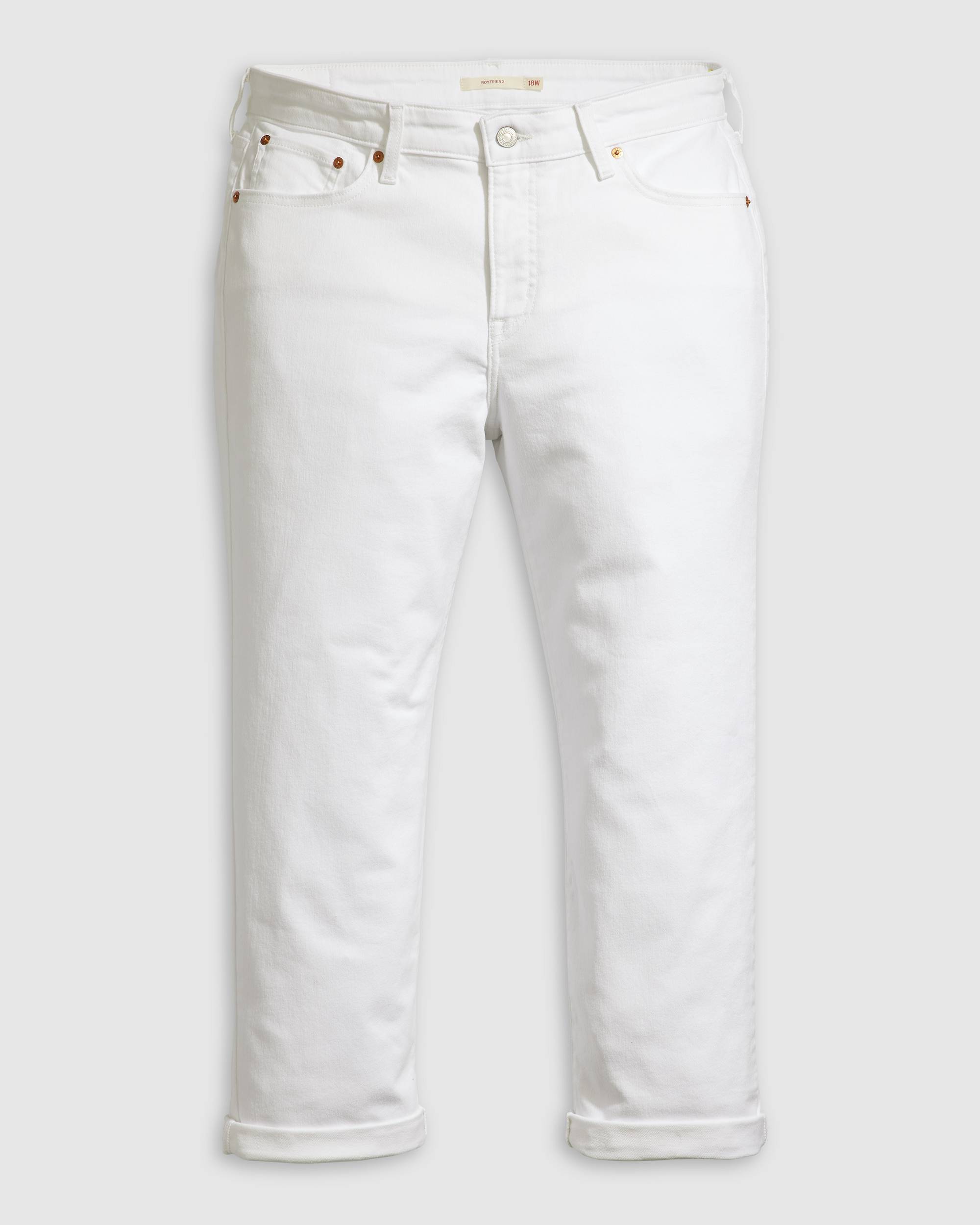 Boyfriend Mid Rise Women's Jeans (plus Size) - White Boyfriend Mid Rise Women's Jeans (plus Size) - White