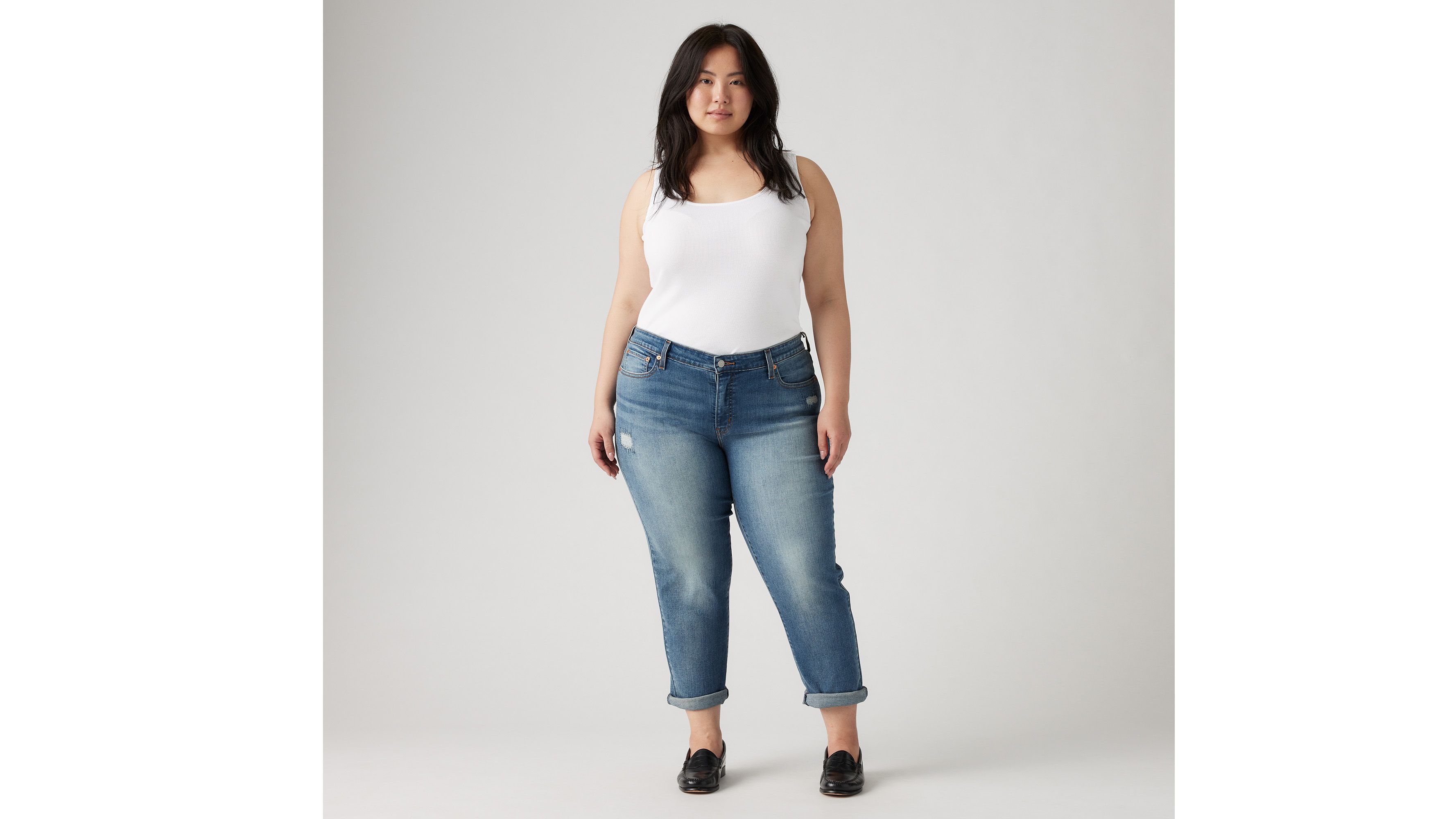Boyfriend Mid Rise Women's Jeans (Plus Size