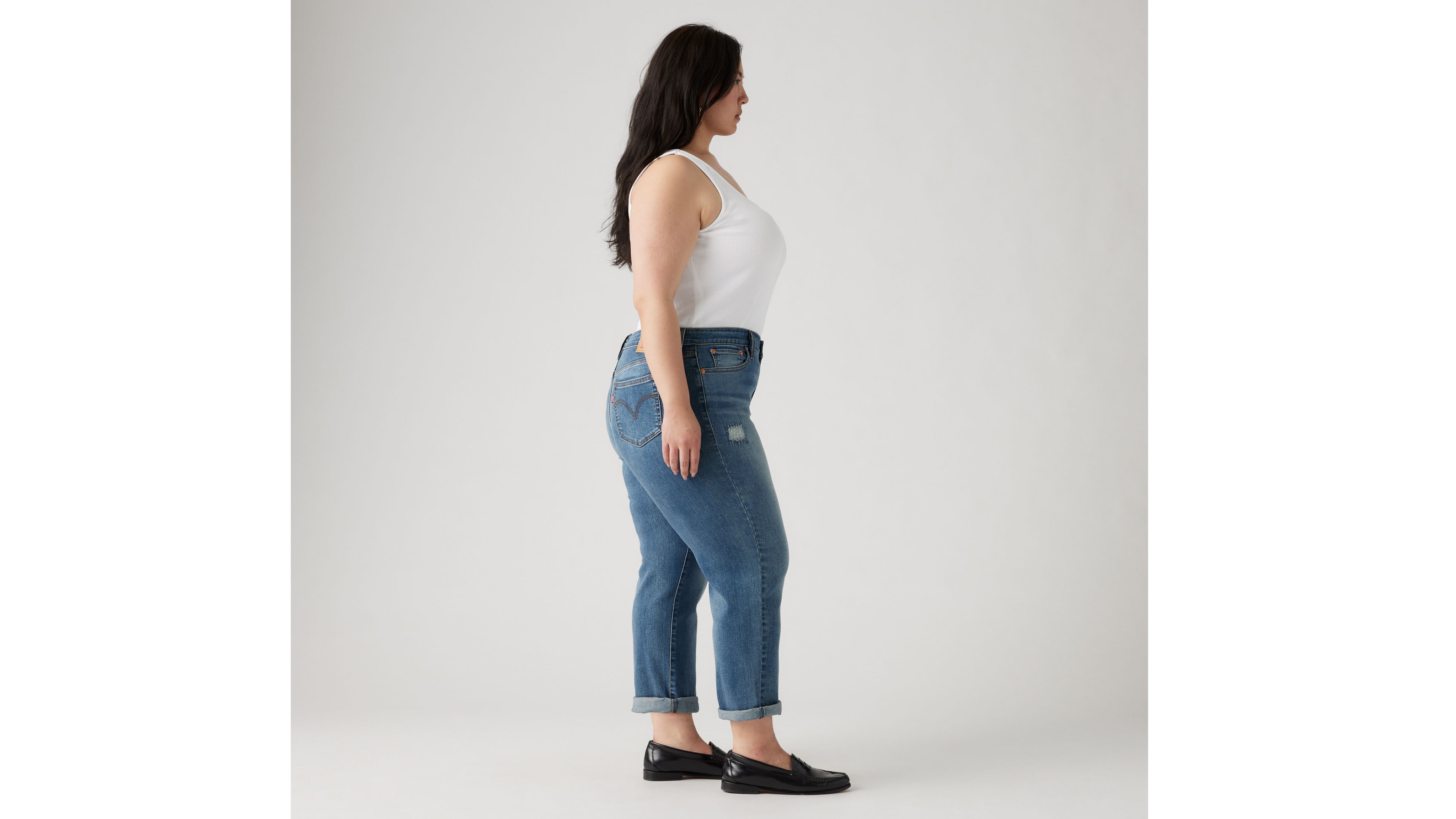 Boyfriend Mid Rise Women's Jeans (Plus Size