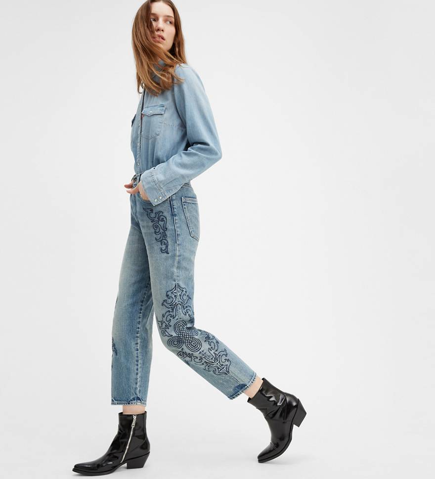 Embroidered Barrel Women's Jeans 1