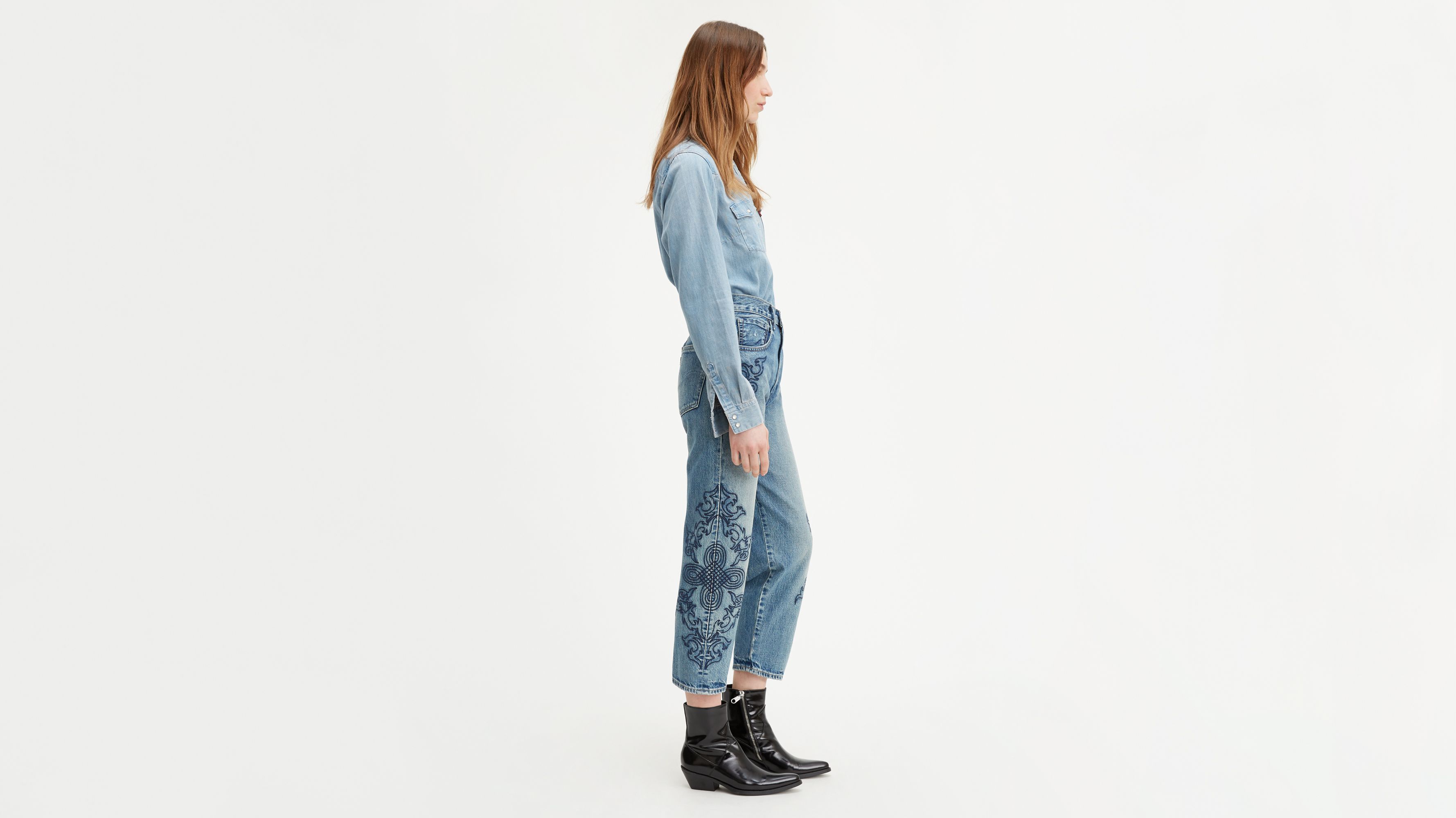 Embroidered Barrel Women's Jeans 4