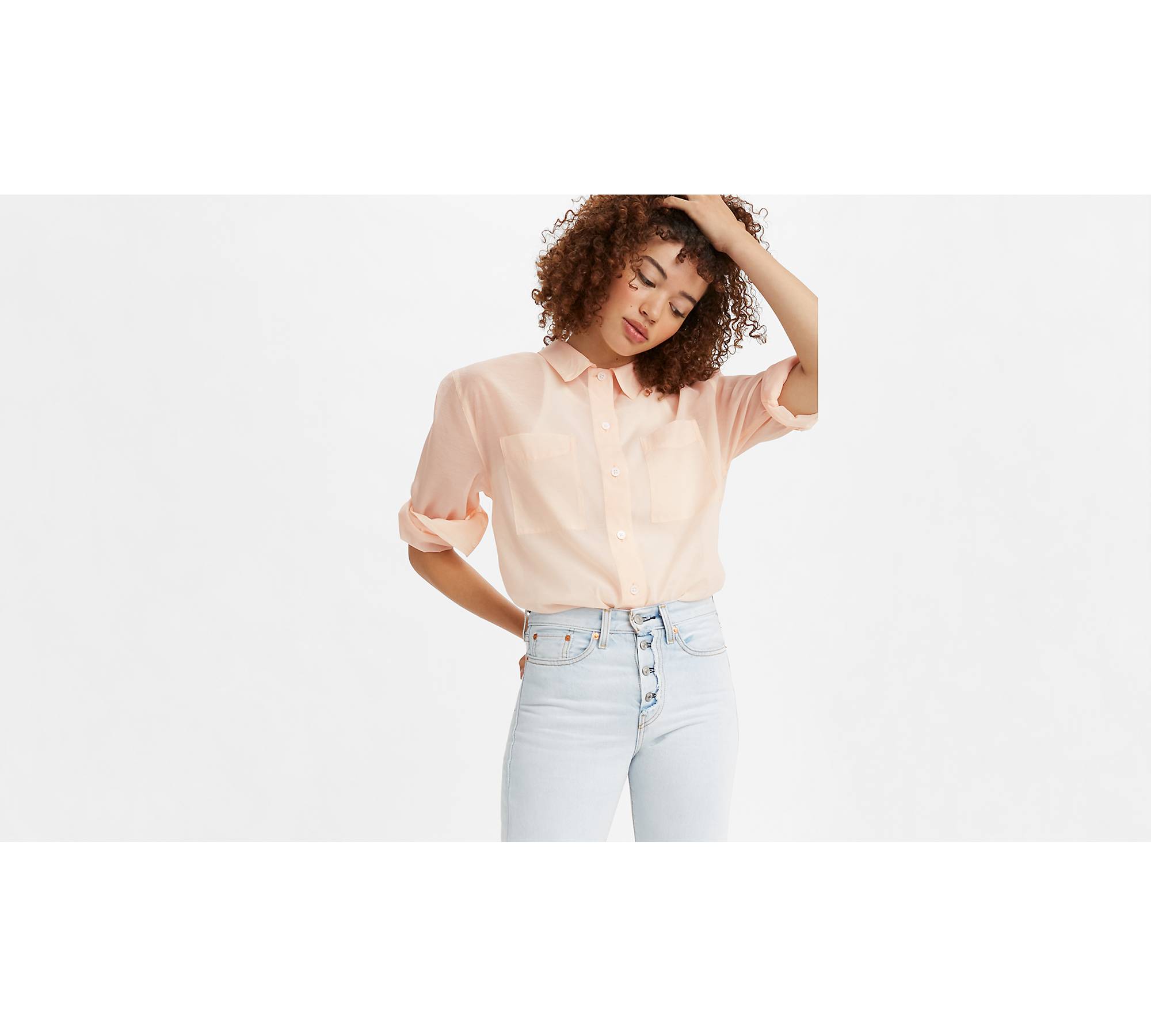 Zoey Sheer Utility Button Up Shirt - Pink | Levi's® CA
