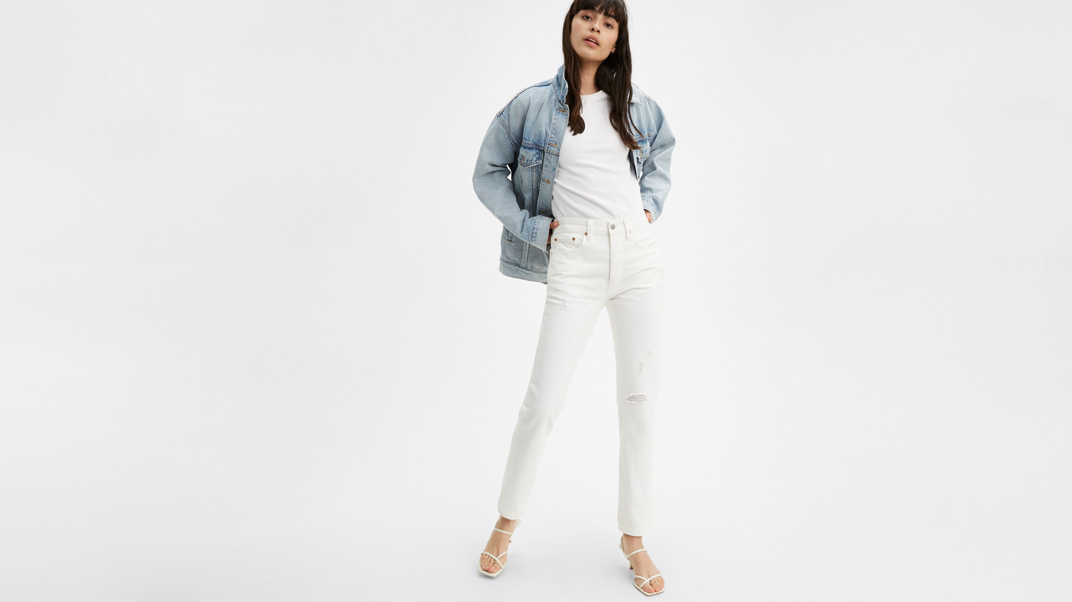 levis white skinny jeans