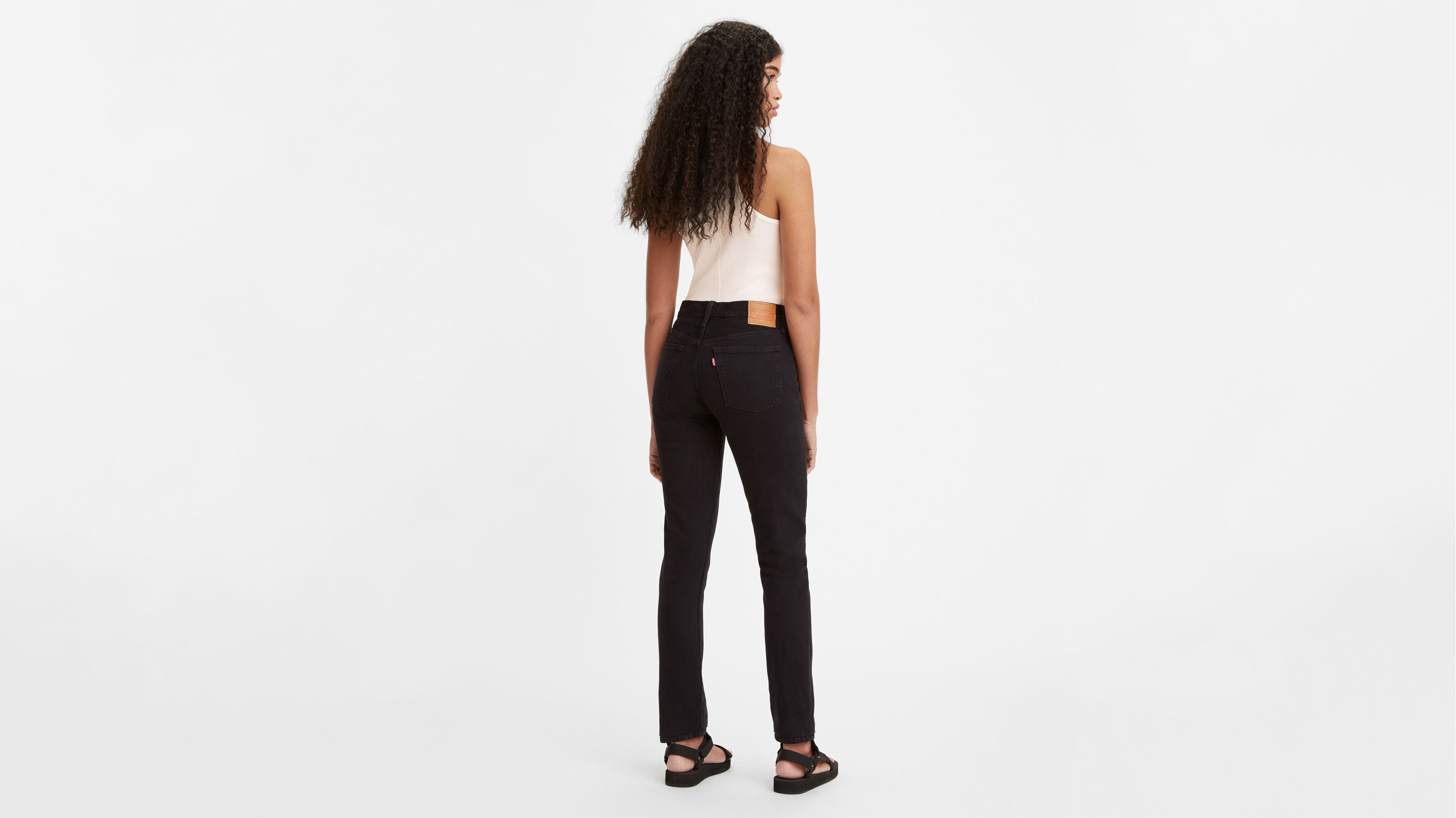 501 skinny washed black high rise jeans