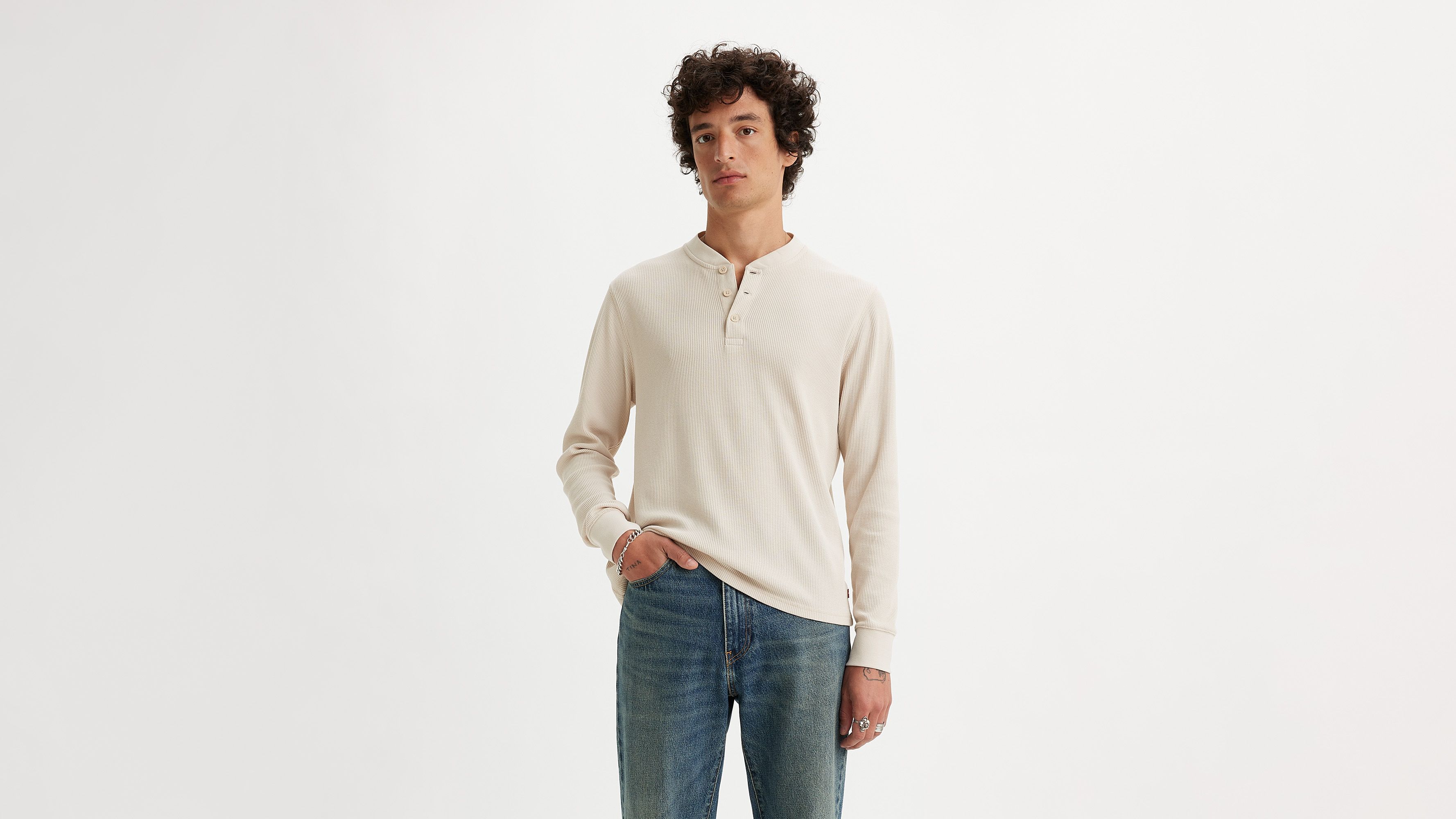 Long Sleeve Thermal Henley Long Sleeve Tee - Grey | Levi's® GB