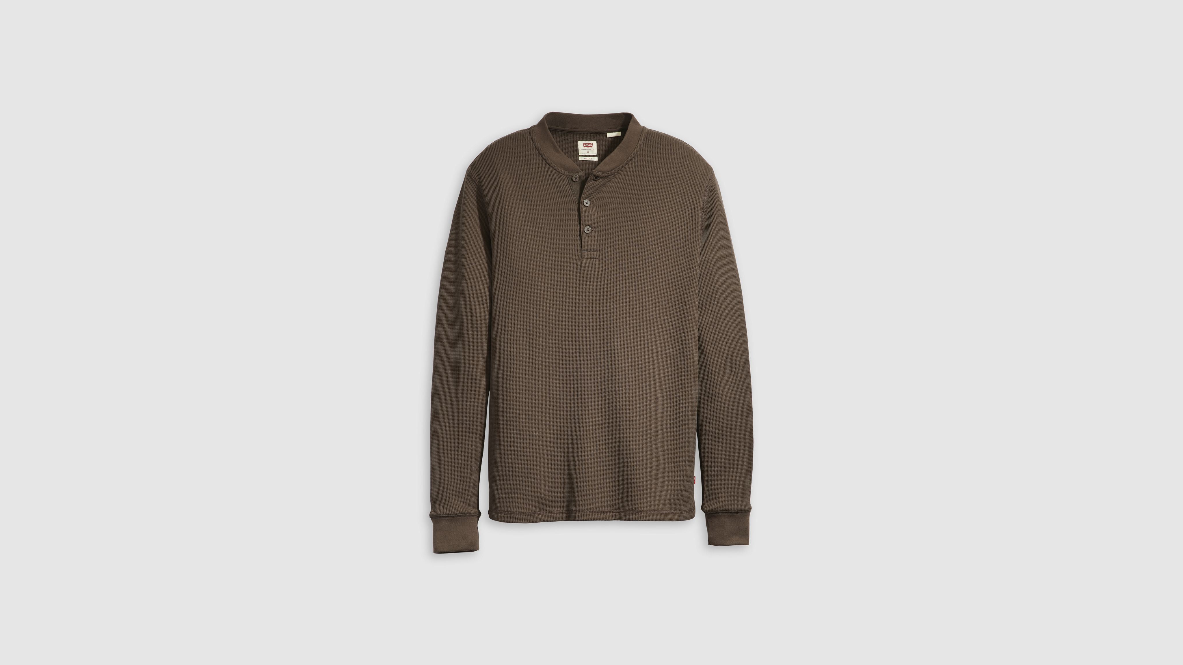 NOT4NERD ■ Pigment Sleeve Lace Henley Neck Long Sleeve Long Sleeve Thermal Henley - Brown | Levi's® US
