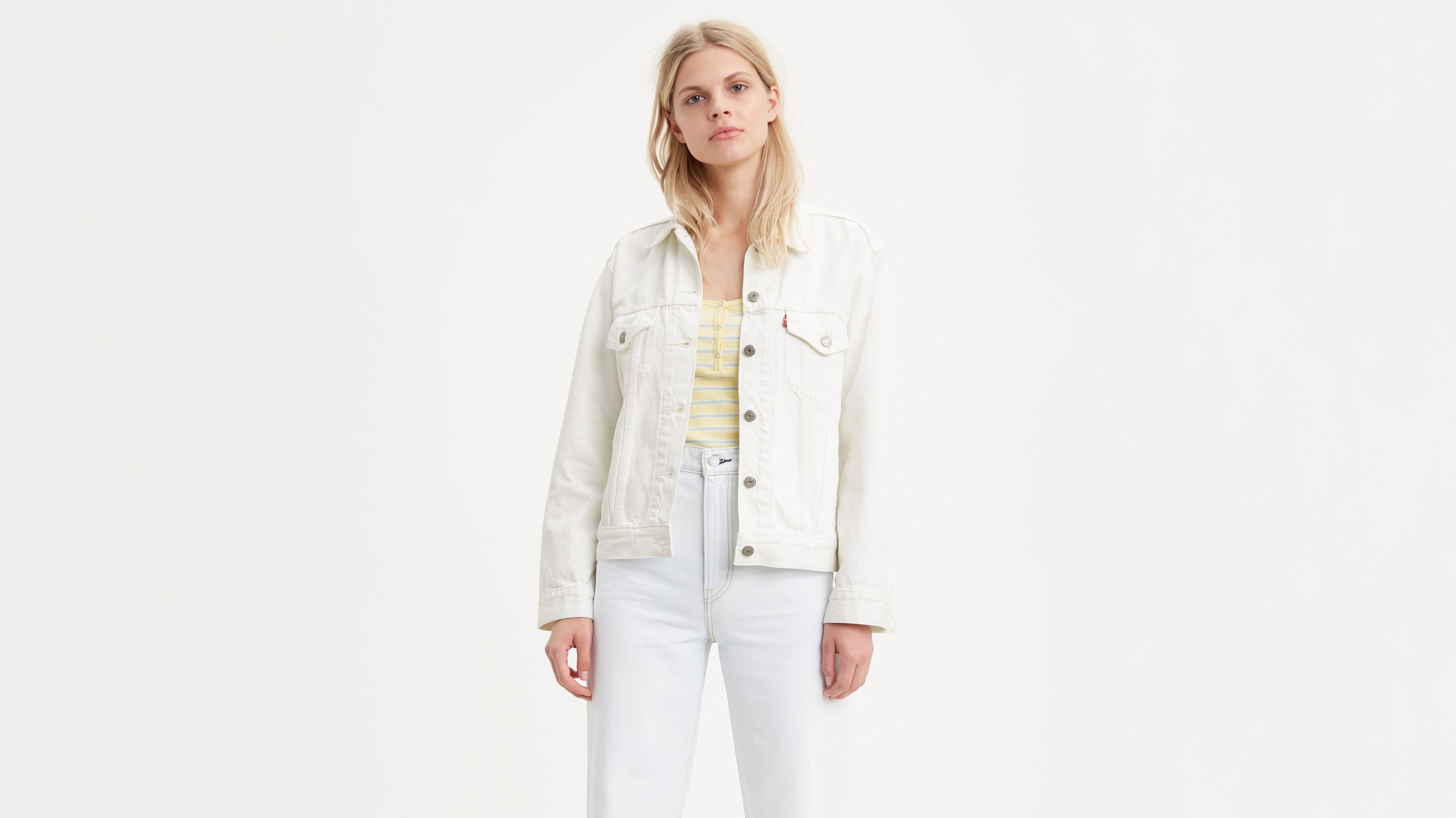 levi's ex boyfriend trucker jacket white