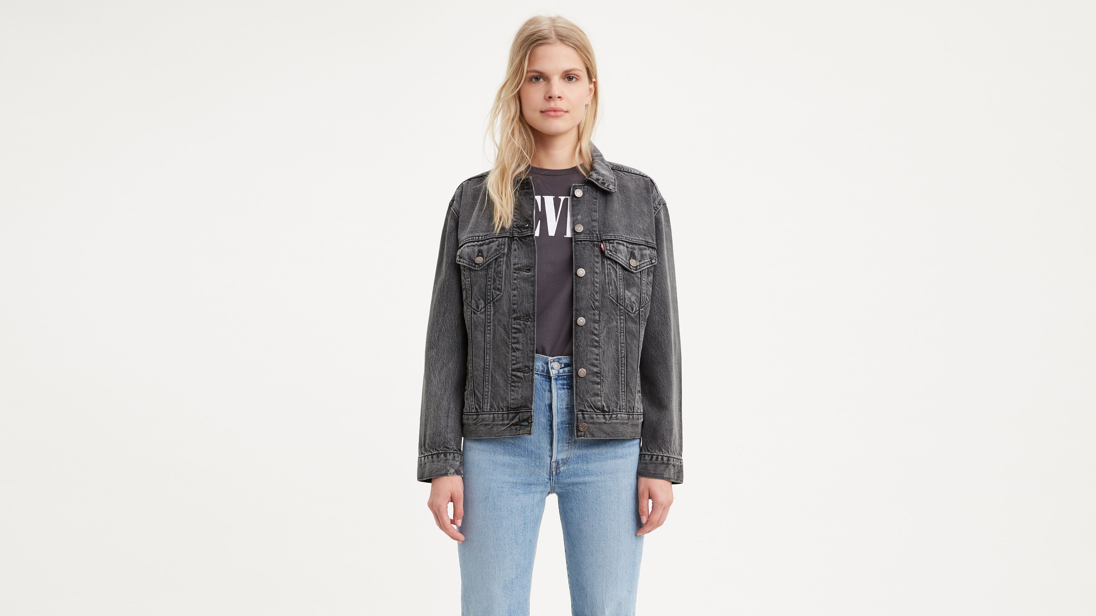 levi's ex boyfriend trucker jacket black