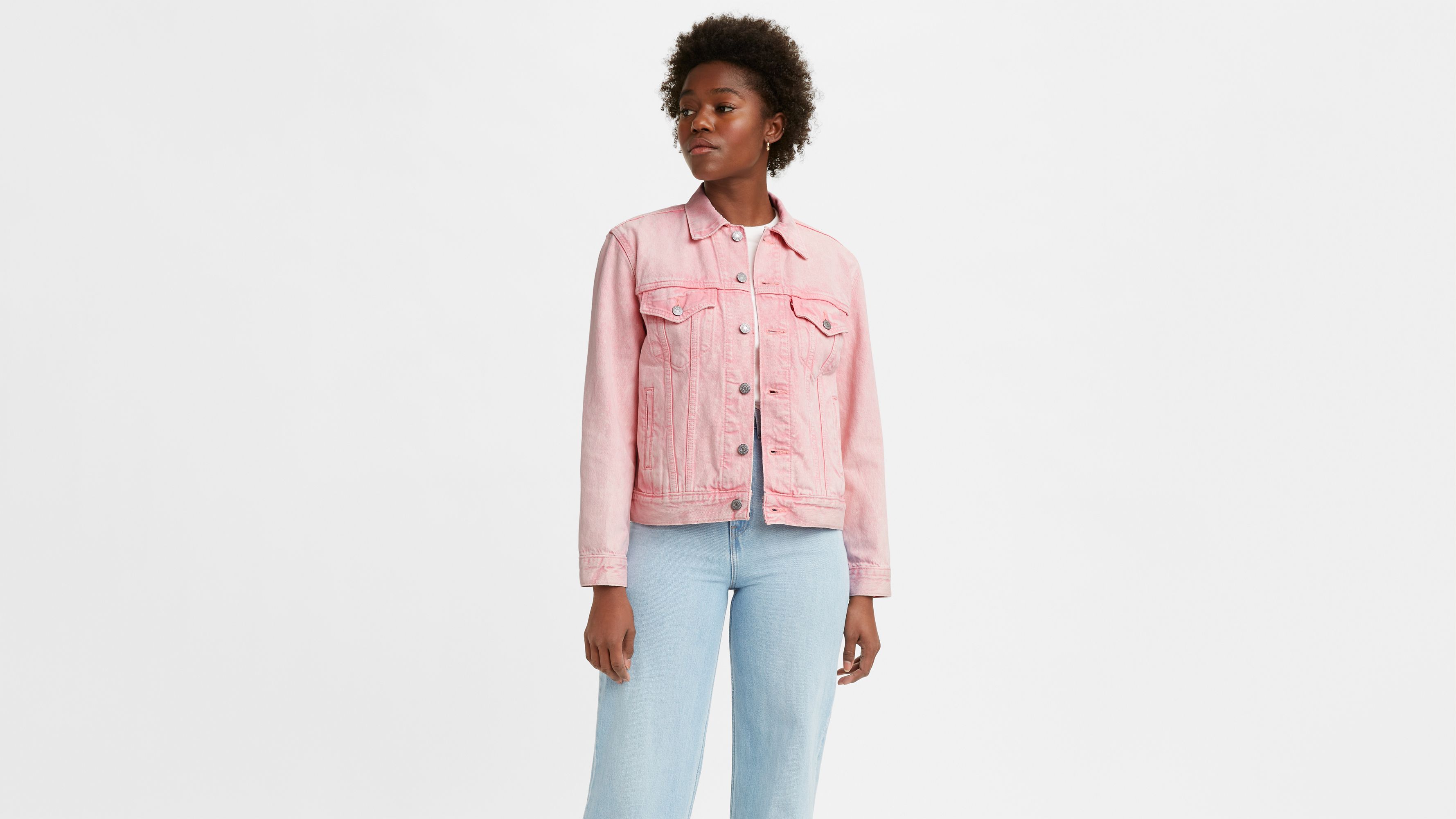 pink levi denim jacket