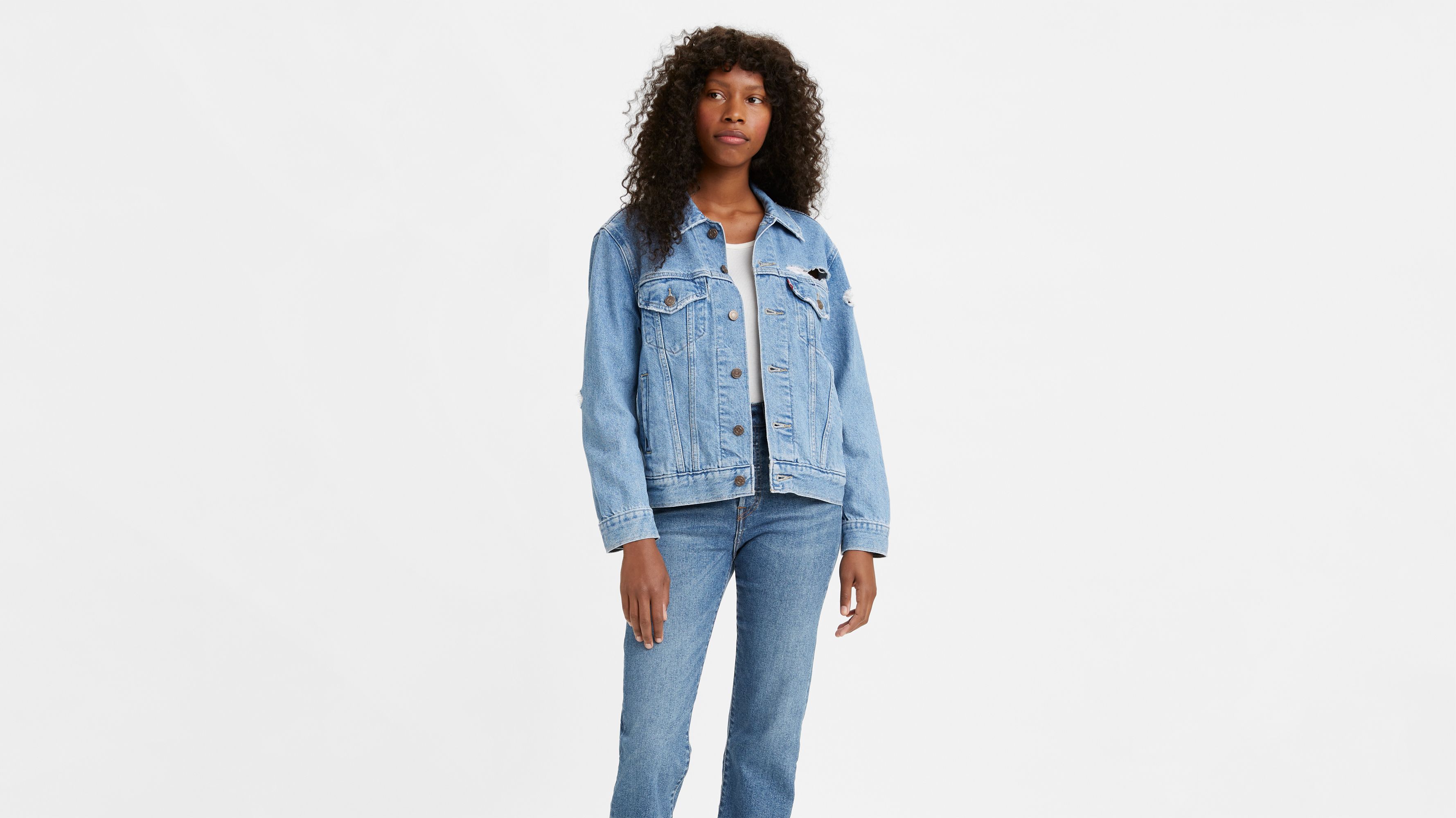 Levi's Ex-Boyfriend Camo Denim Trucker Jacket M