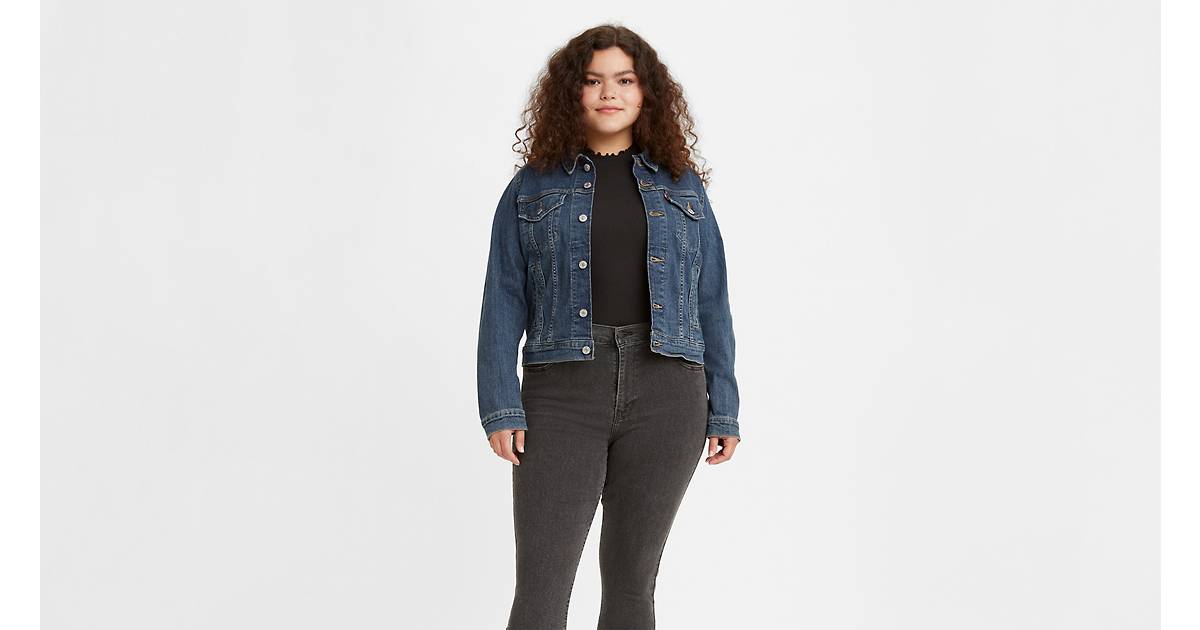 Womens Size 14 12 10 8 6 Stretch Fitted Denim Jacket Jean Crop Jackets Black