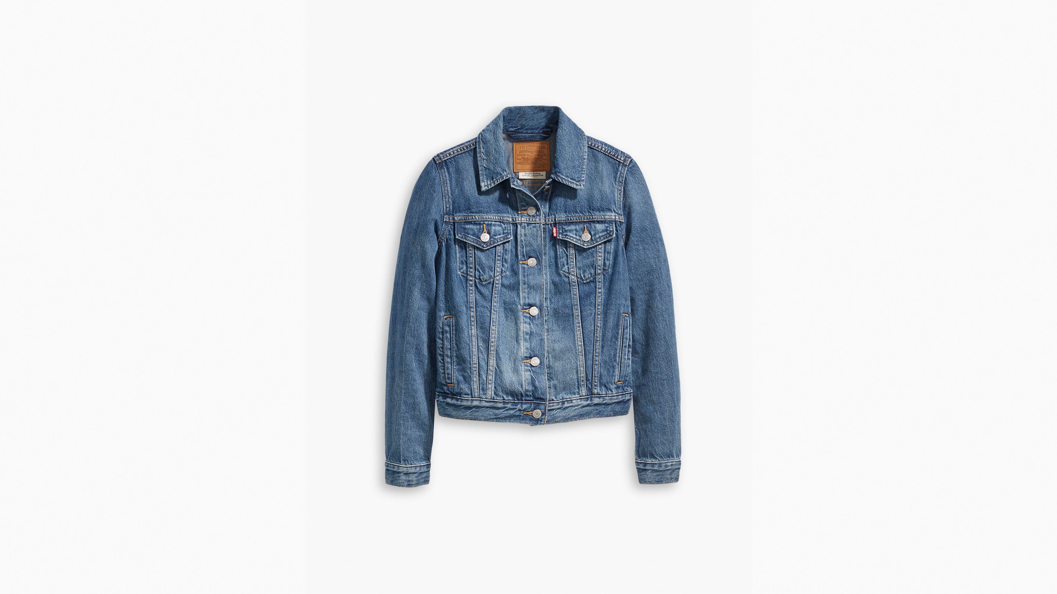 Black denim jacket levis womens hotsell