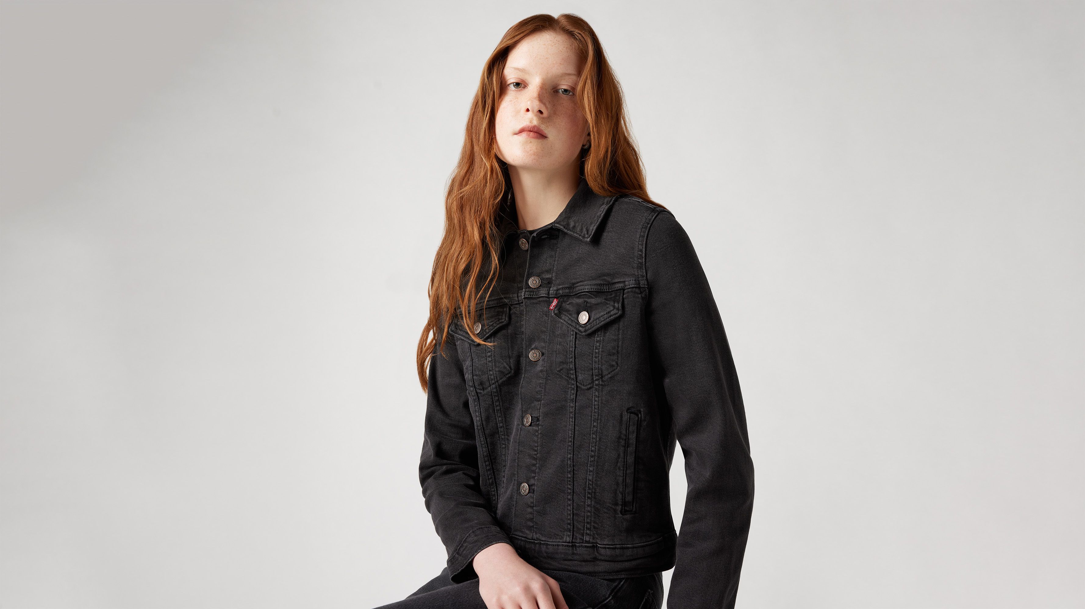 KOZABURO Black Buttoned Trucker Jacket