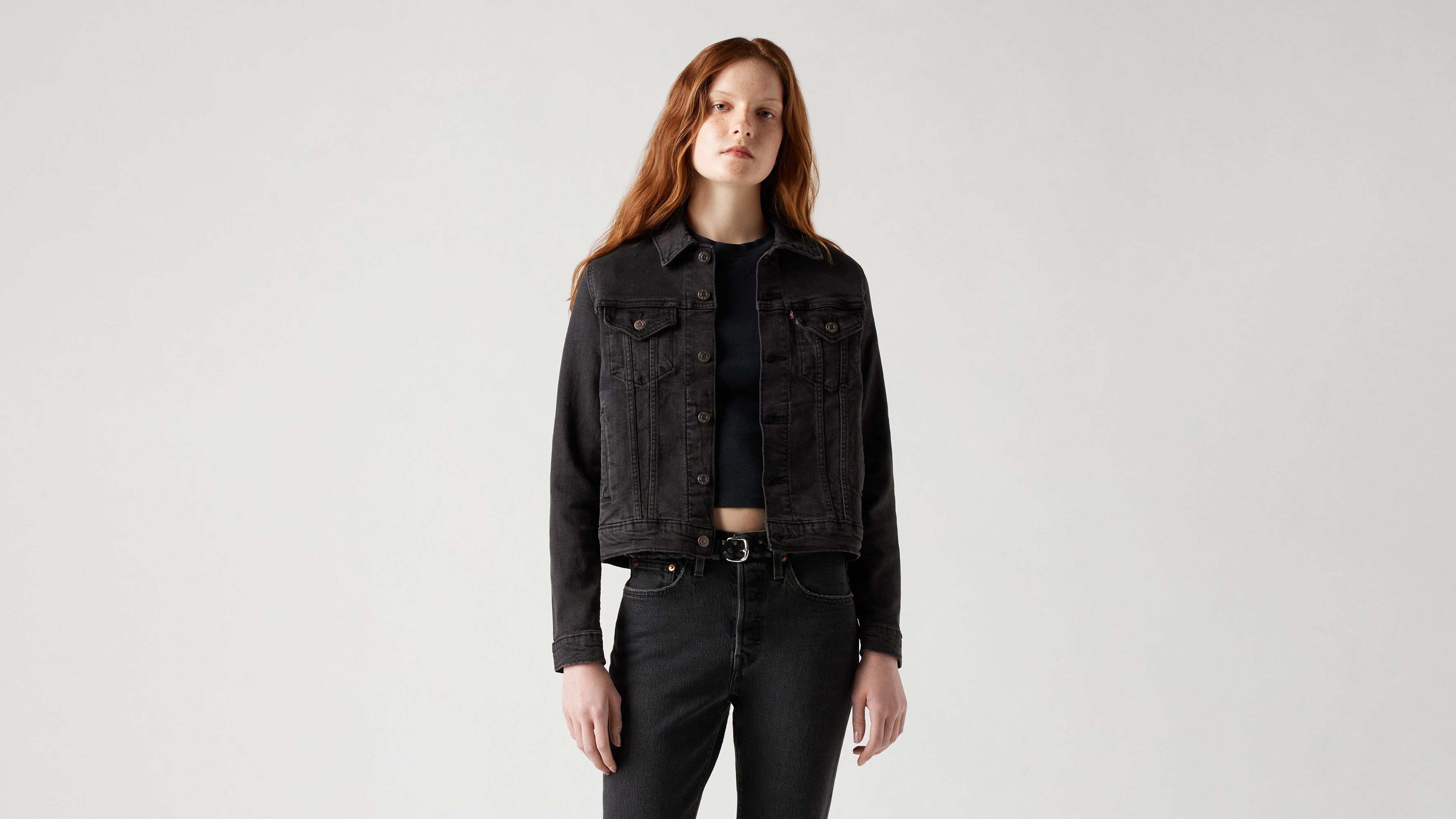 levi's denim trucker jacket black