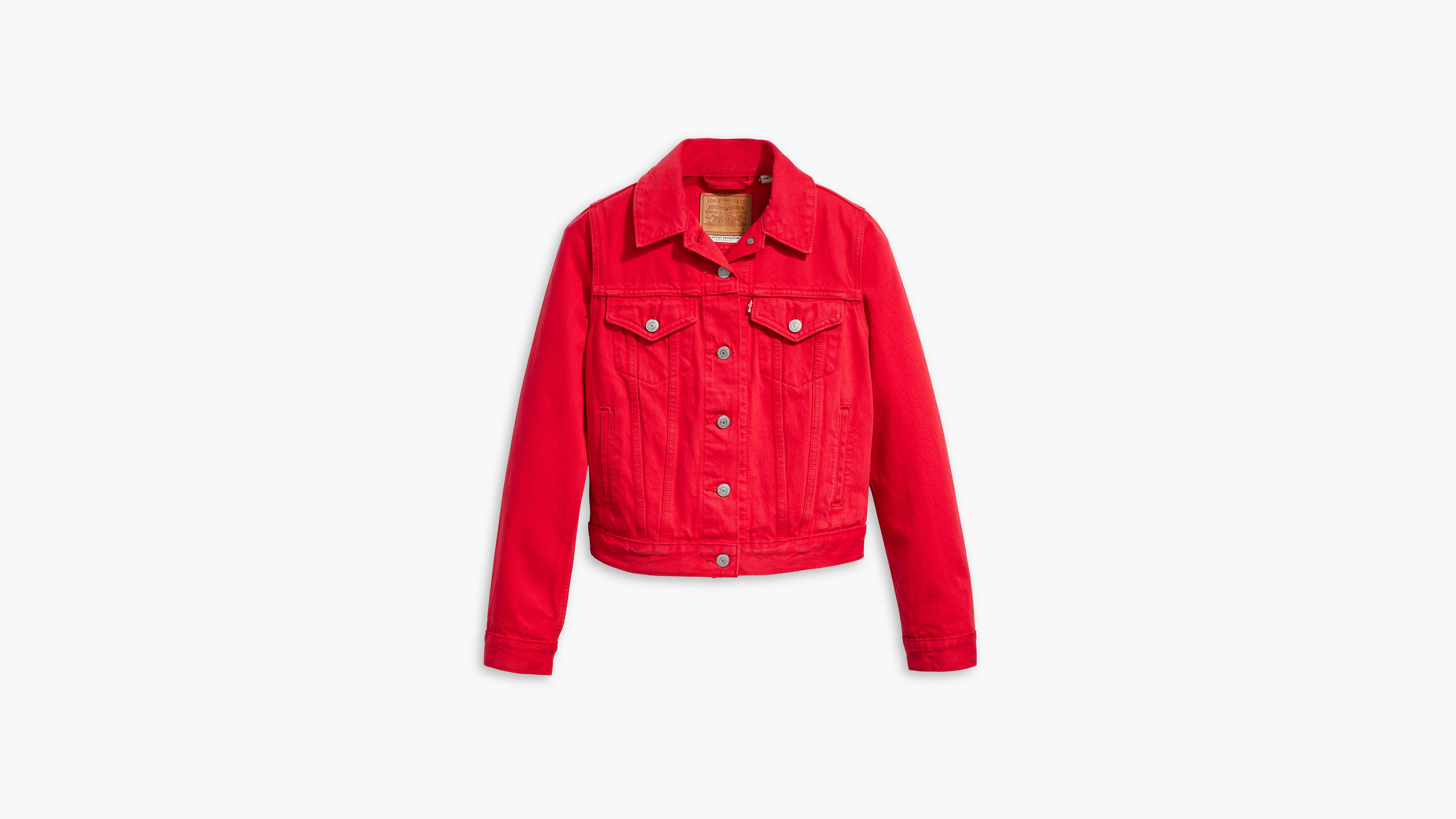 Levi's red denim jacket womens best sale