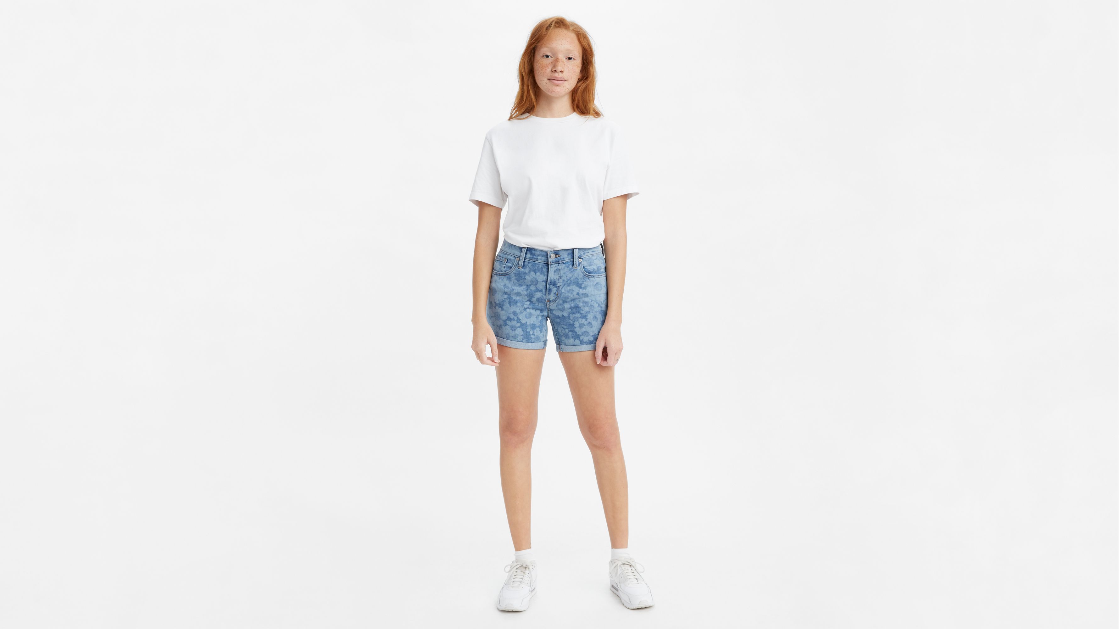 womens levi mid length shorts