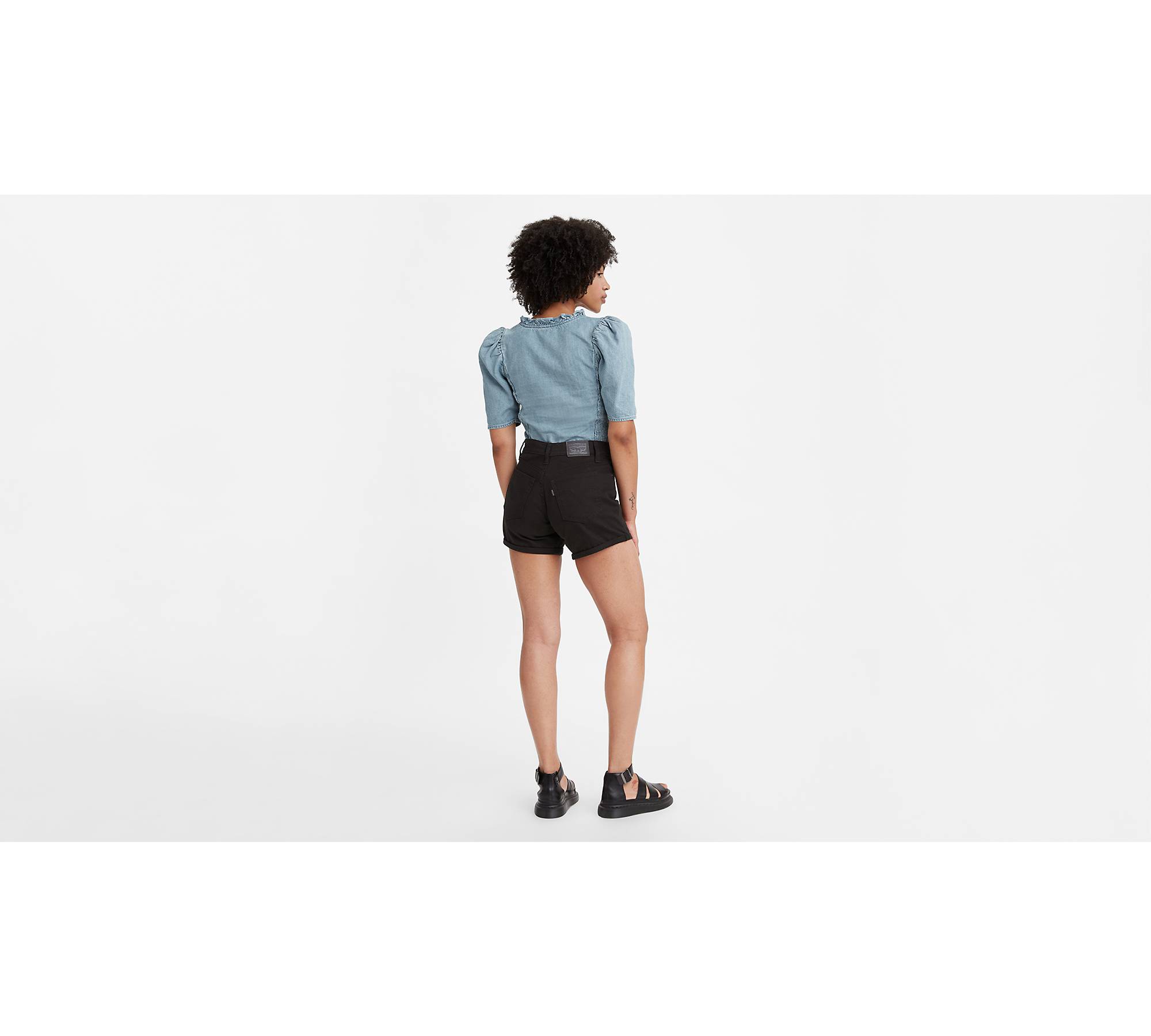Women's Low-Rise Black Denim Shorts 3