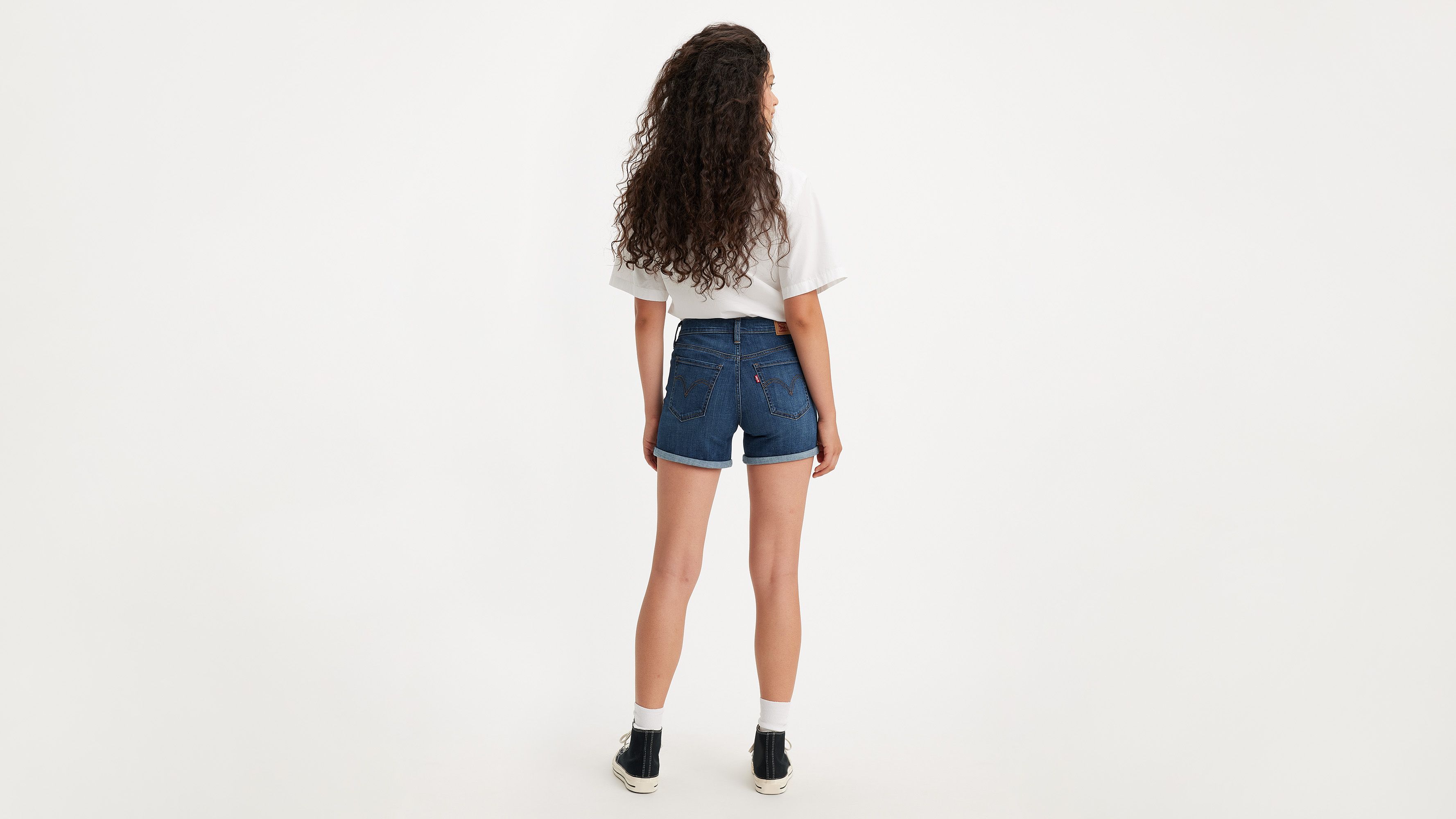 Mid Length Women's Shorts - Dark Wash